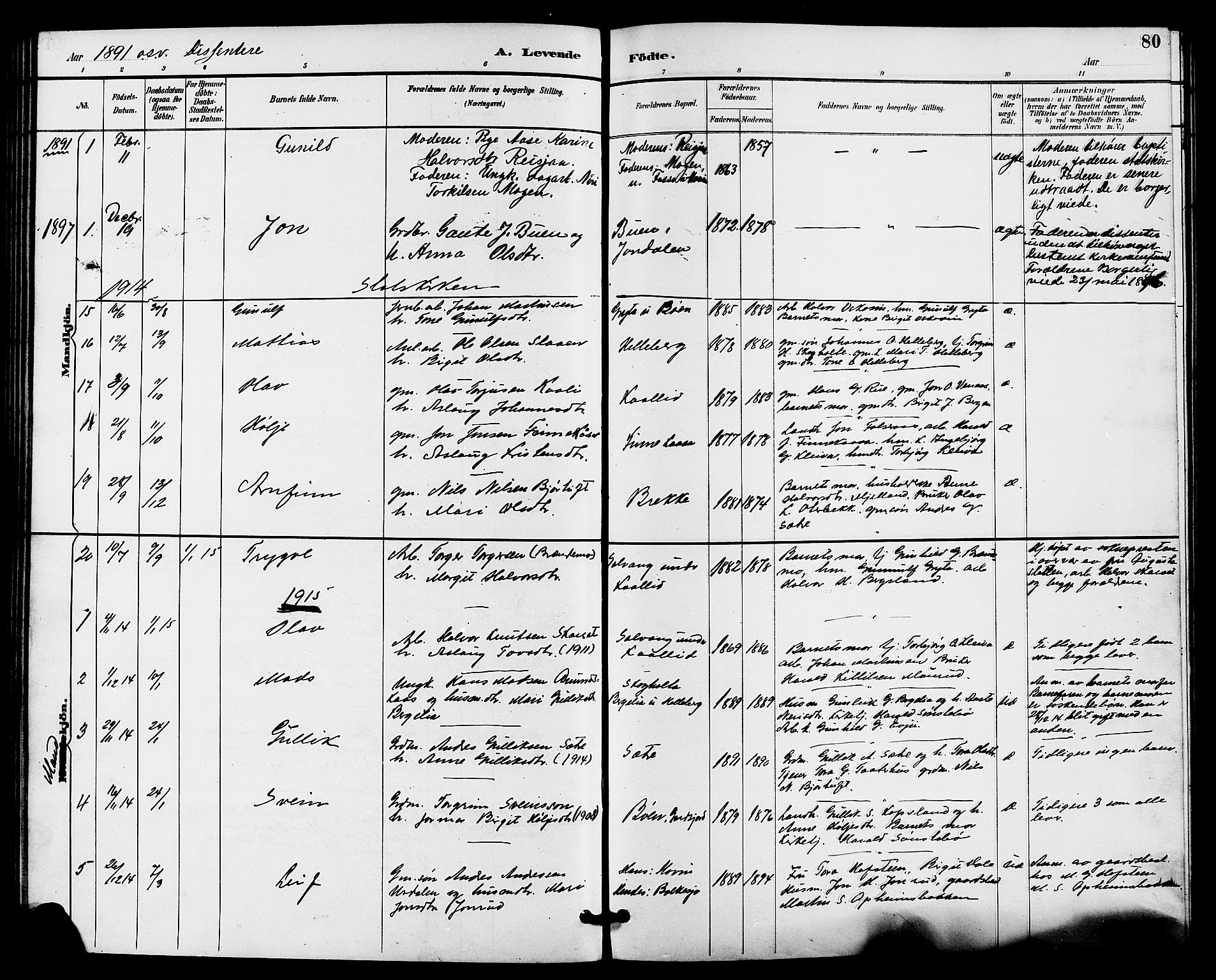 Gransherad kirkebøker, SAKO/A-267/G/Ga/L0003: Parish register (copy) no. I 3, 1887-1915, p. 80
