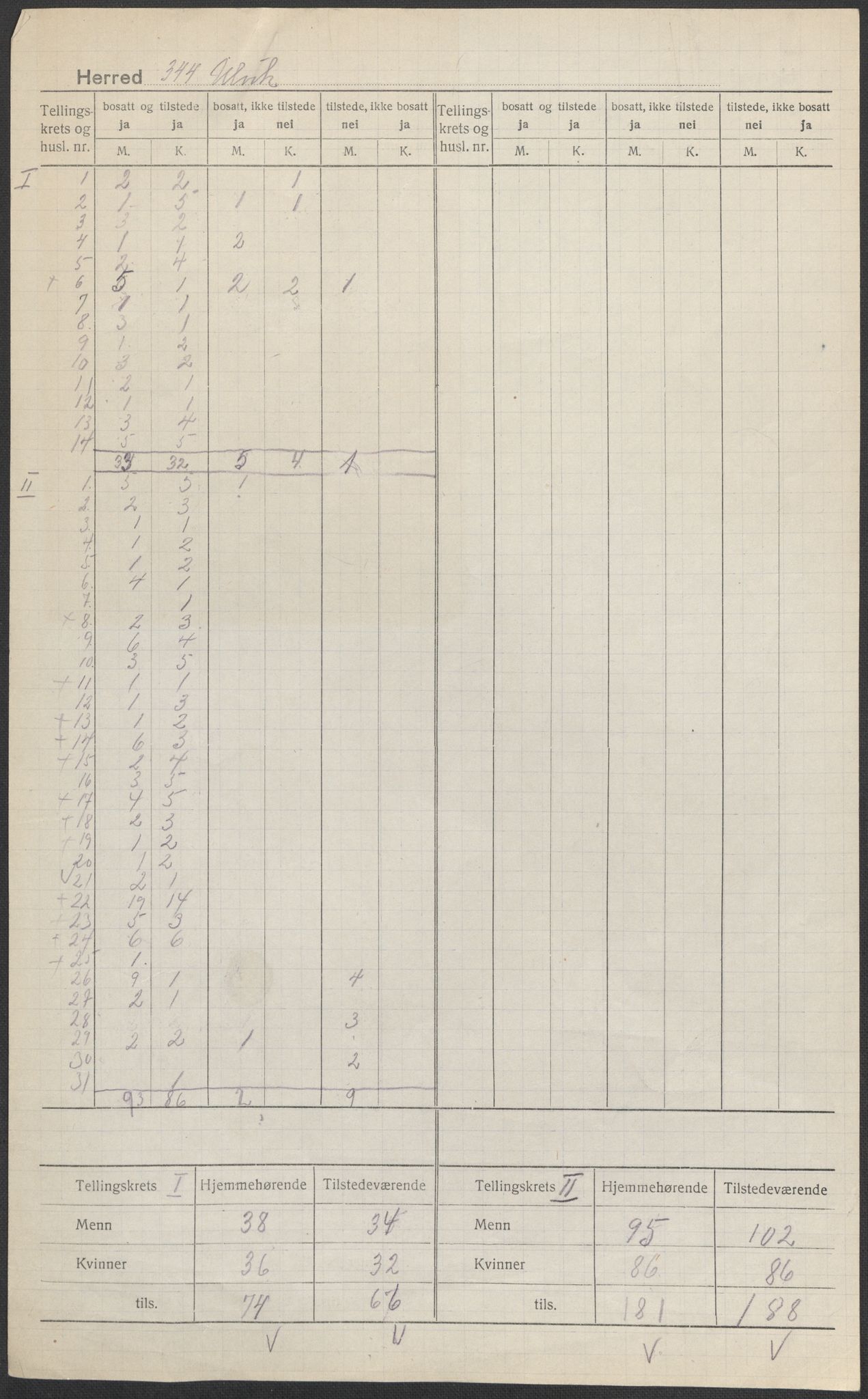 SAB, 1920 census for Ulvik, 1920, p. 7