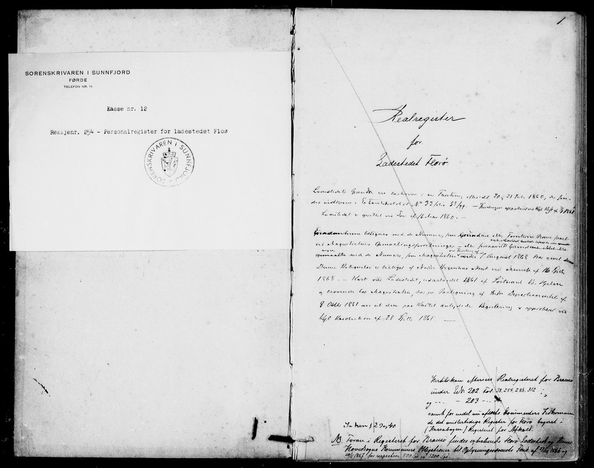 Sunnfjord tingrett, SAB/A-3201/1/G/Ga/Gai/L0001: Mortgage register no. II.A.i.1, 1868-1890, p. 1
