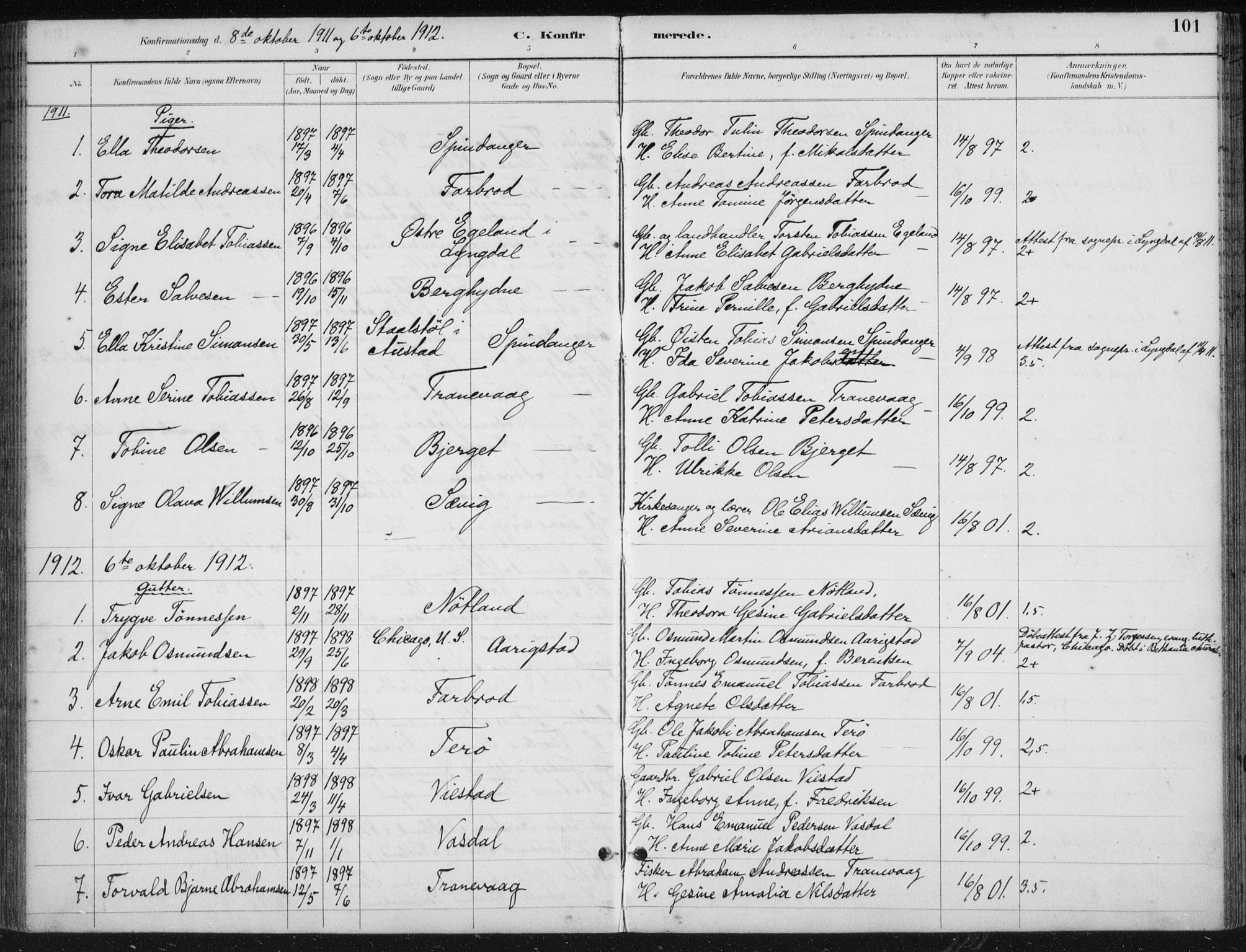 Herad sokneprestkontor, AV/SAK-1111-0018/F/Fb/Fbb/L0004: Parish register (copy) no. B 4, 1890-1935, p. 101