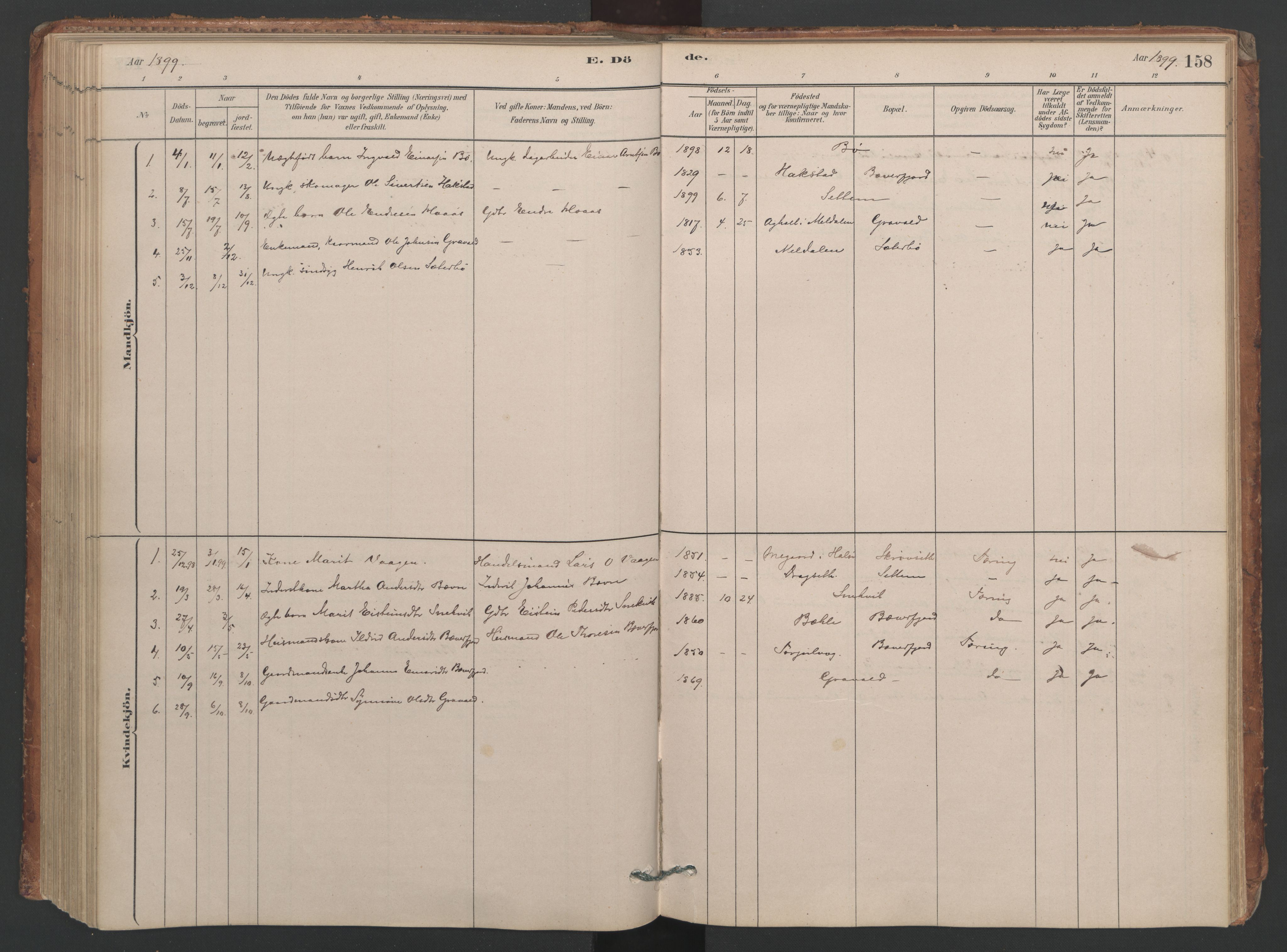 Ministerialprotokoller, klokkerbøker og fødselsregistre - Møre og Romsdal, AV/SAT-A-1454/594/L1036: Parish register (official) no. 594A02 (?), 1879-1910, p. 158