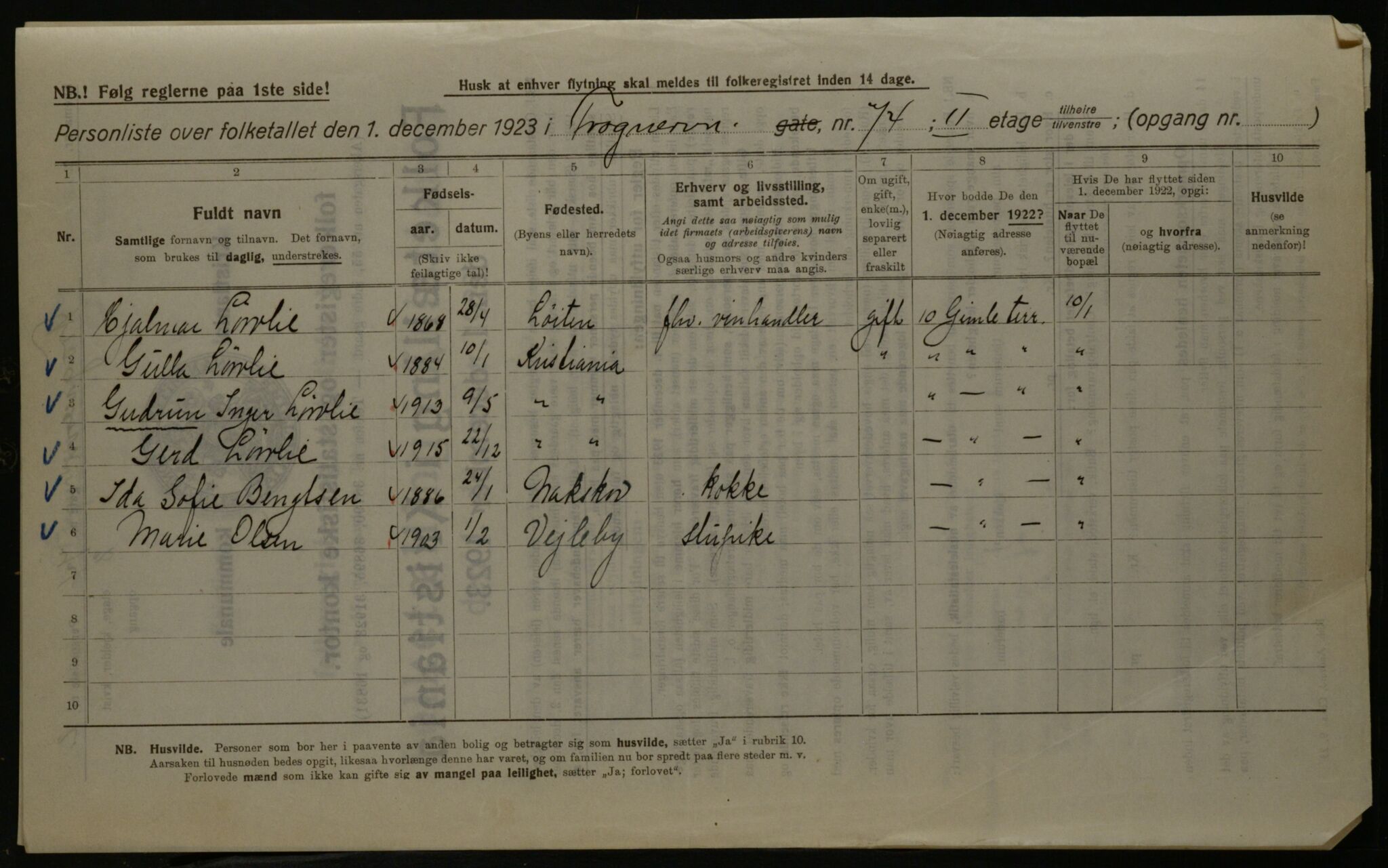 OBA, Municipal Census 1923 for Kristiania, 1923, p. 31449