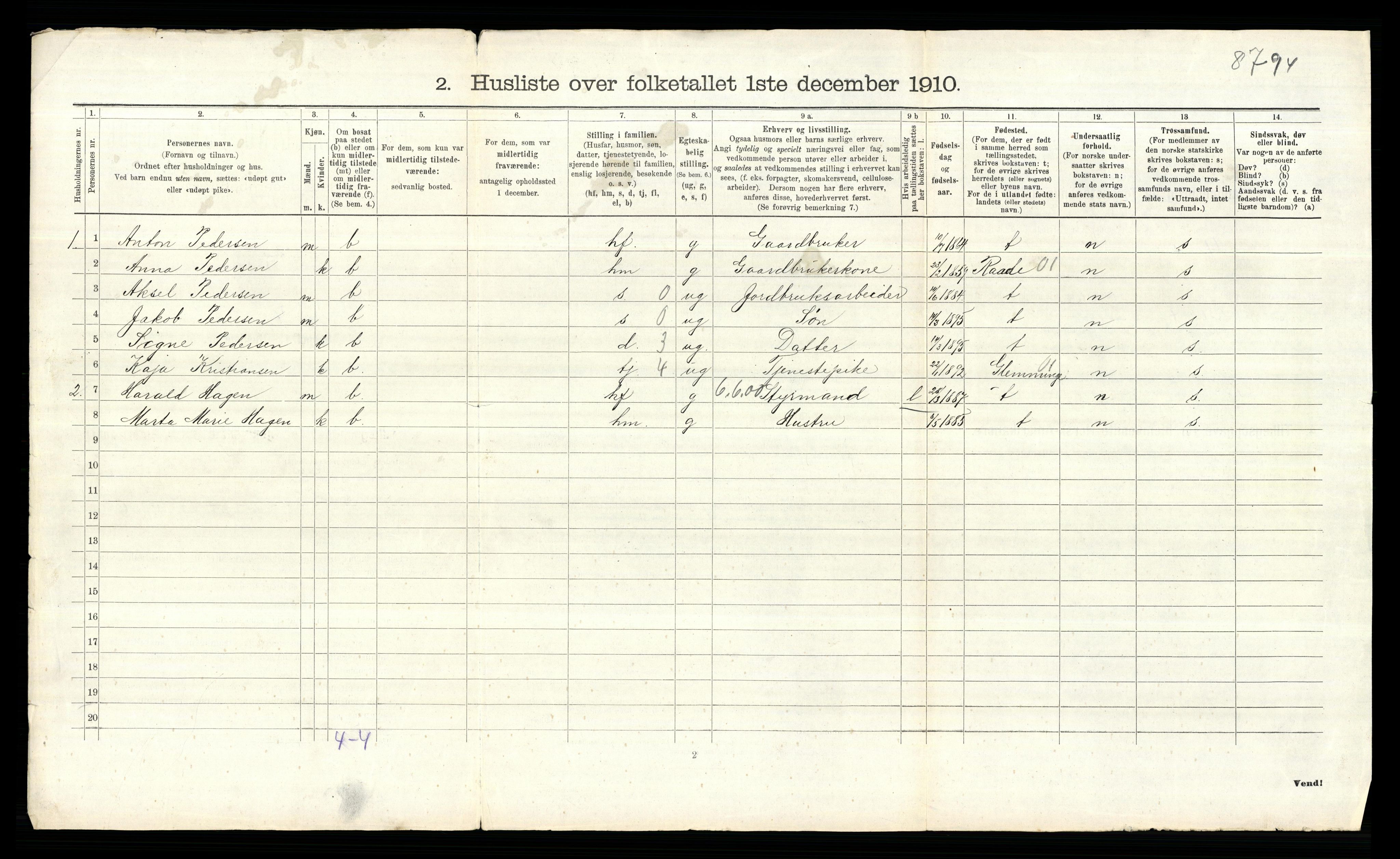 RA, 1910 census for Onsøy, 1910, p. 686