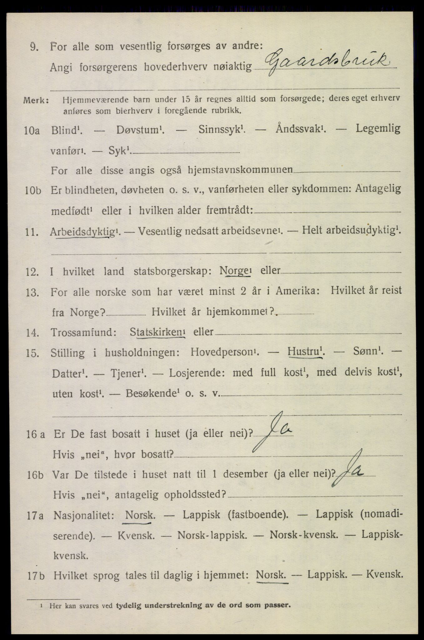 SAT, 1920 census for Saltdal, 1920, p. 5586