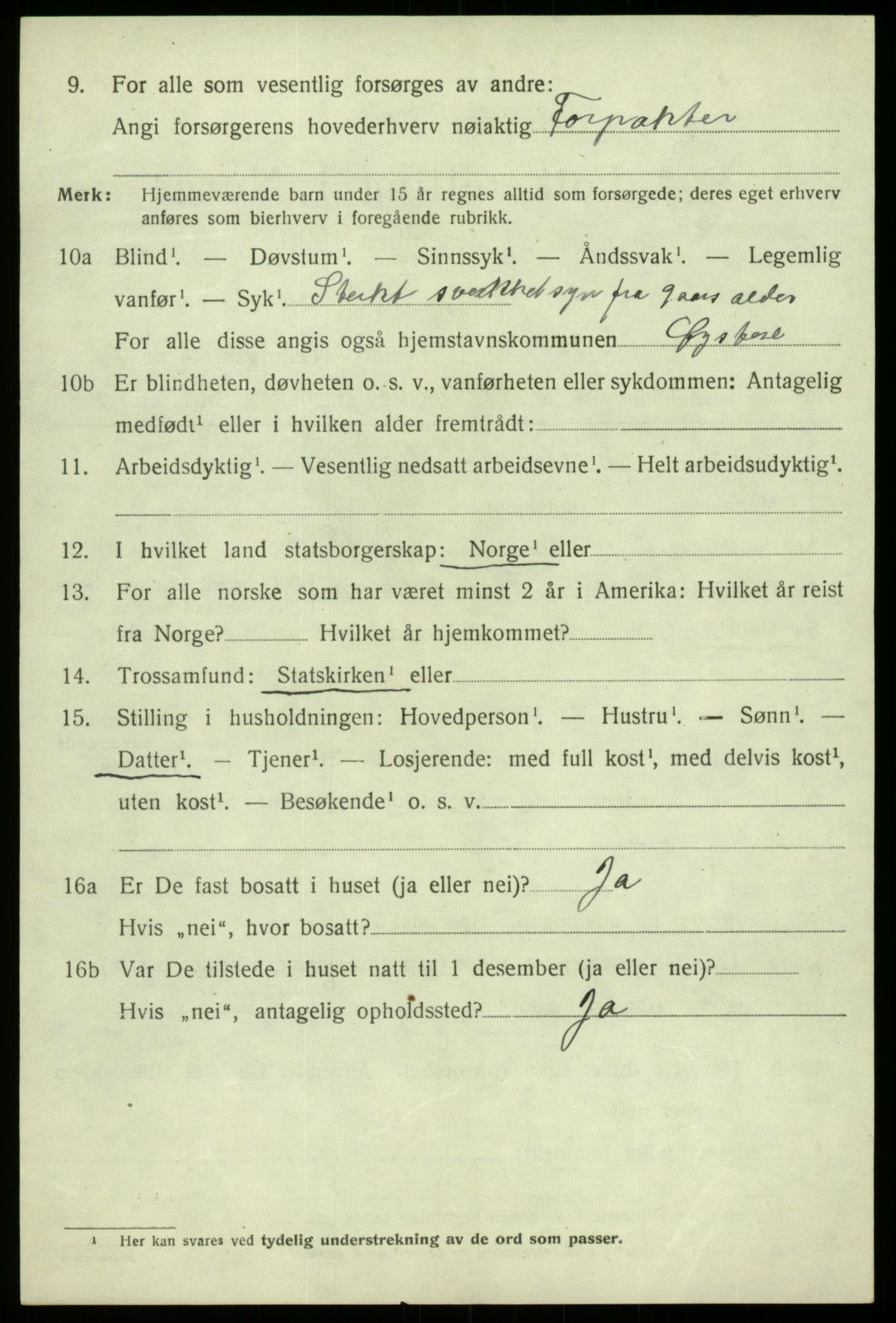 SAB, 1920 census for Kvam, 1920, p. 8164