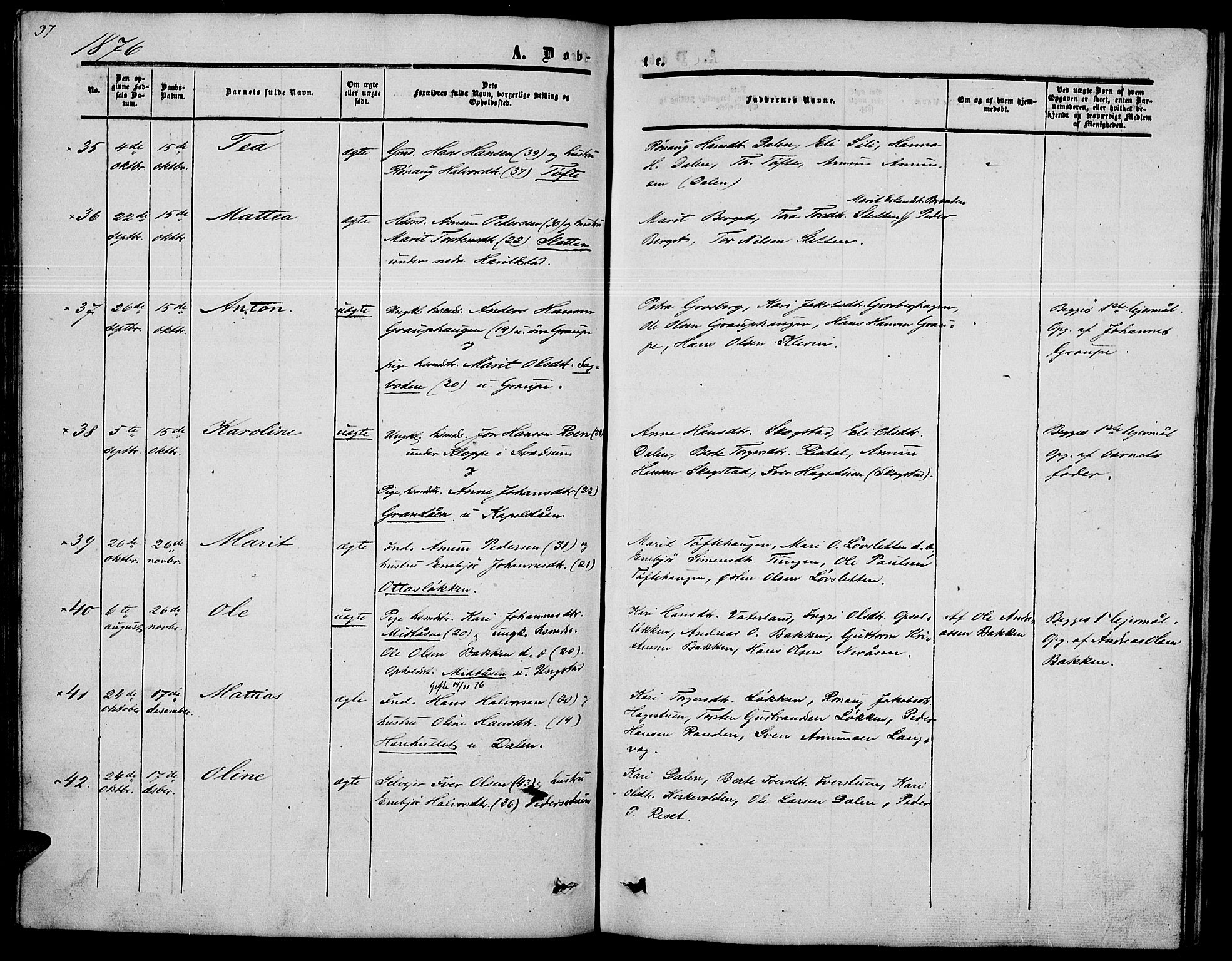 Nord-Fron prestekontor, SAH/PREST-080/H/Ha/Hab/L0002: Parish register (copy) no. 2, 1851-1883, p. 97