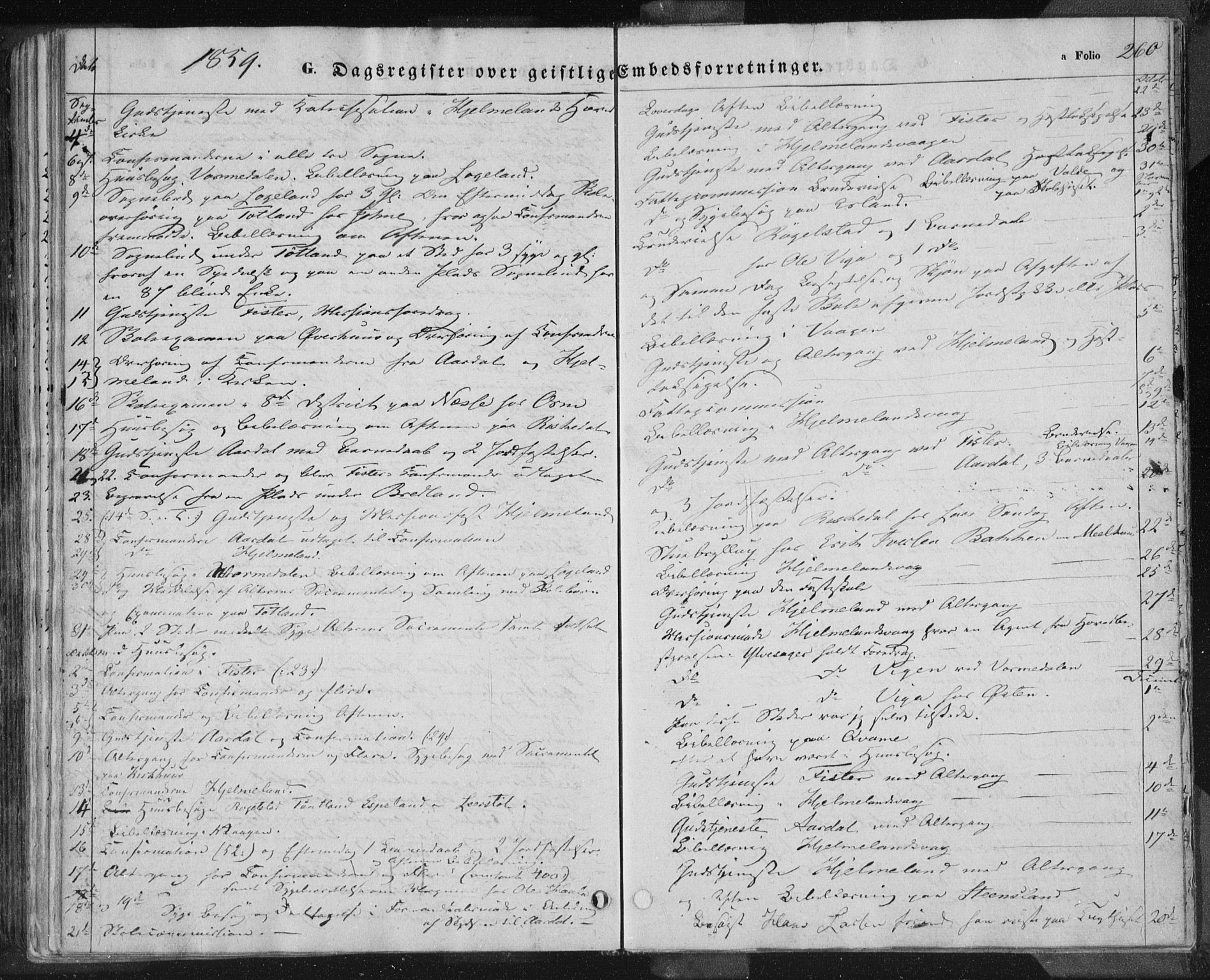 Hjelmeland sokneprestkontor, AV/SAST-A-101843/01/IV/L0009: Parish register (official) no. A 9, 1846-1860, p. 260