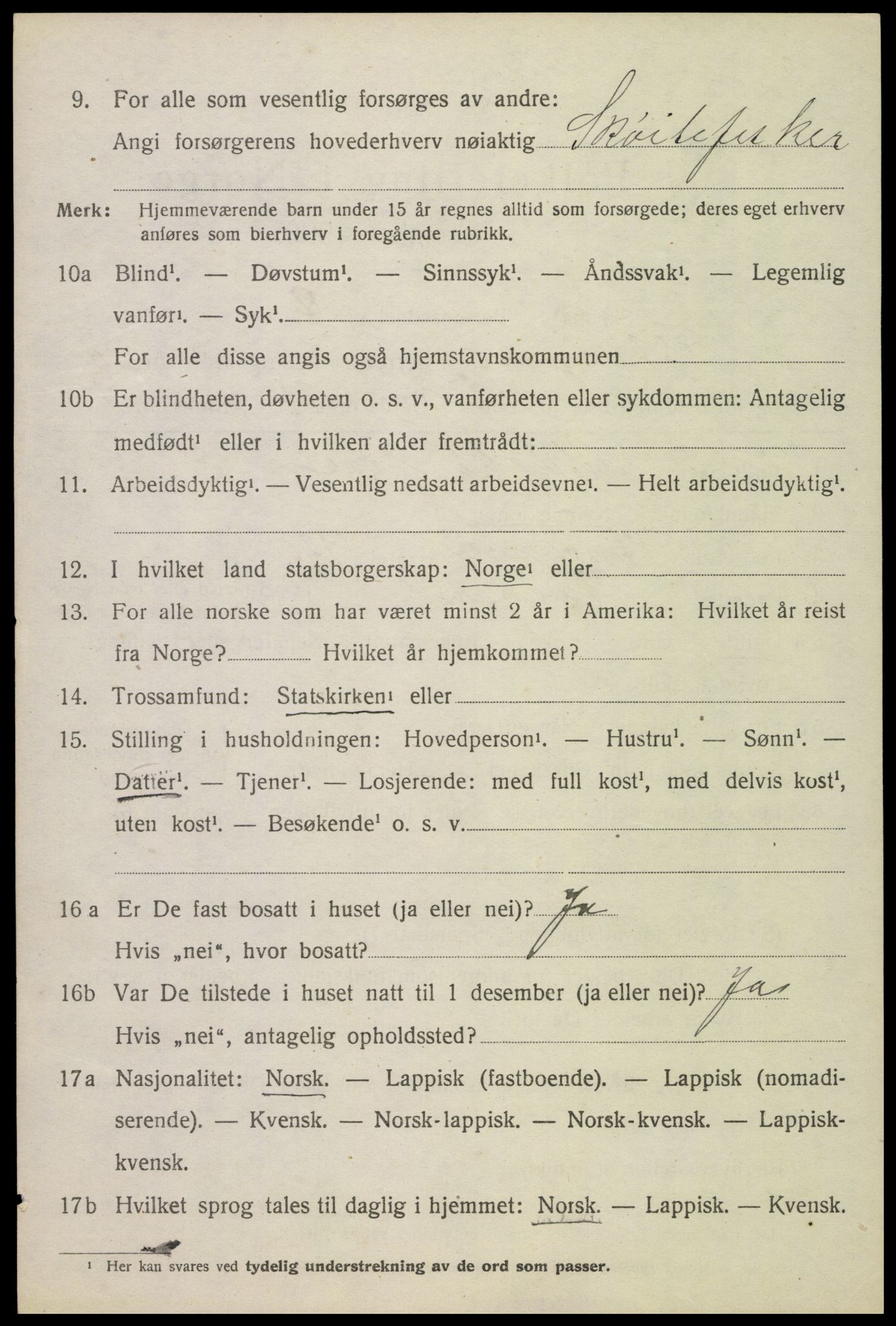 SAT, 1920 census for Vågan, 1920, p. 9370