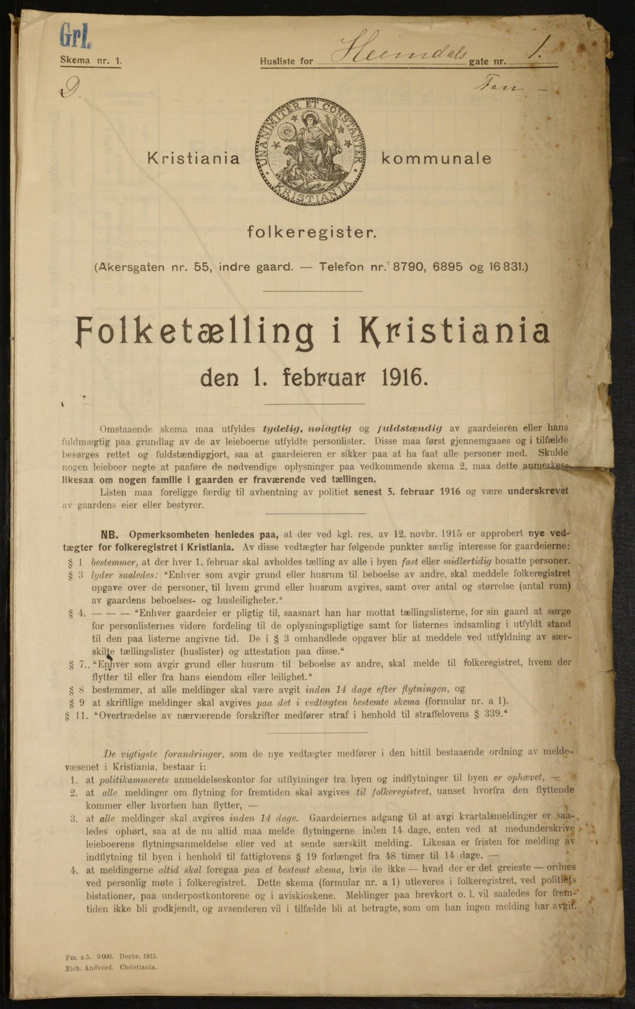 OBA, Municipal Census 1916 for Kristiania, 1916, p. 37188