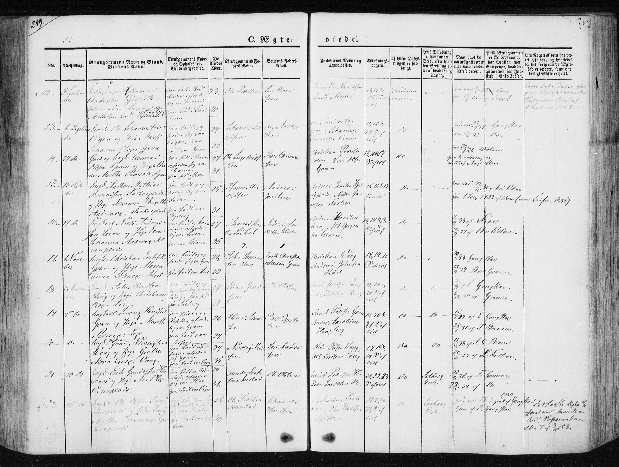 Ministerialprotokoller, klokkerbøker og fødselsregistre - Nord-Trøndelag, SAT/A-1458/730/L0280: Parish register (official) no. 730A07 /1, 1840-1854, p. 249
