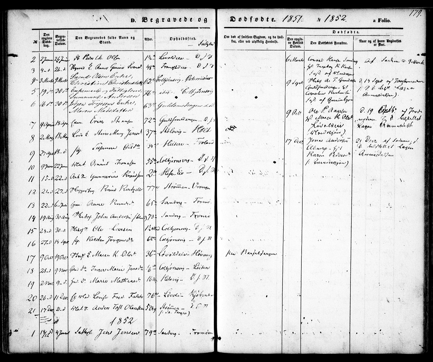 Hisøy sokneprestkontor, SAK/1111-0020/F/Fa/L0001: Parish register (official) no. A 1, 1849-1871, p. 179
