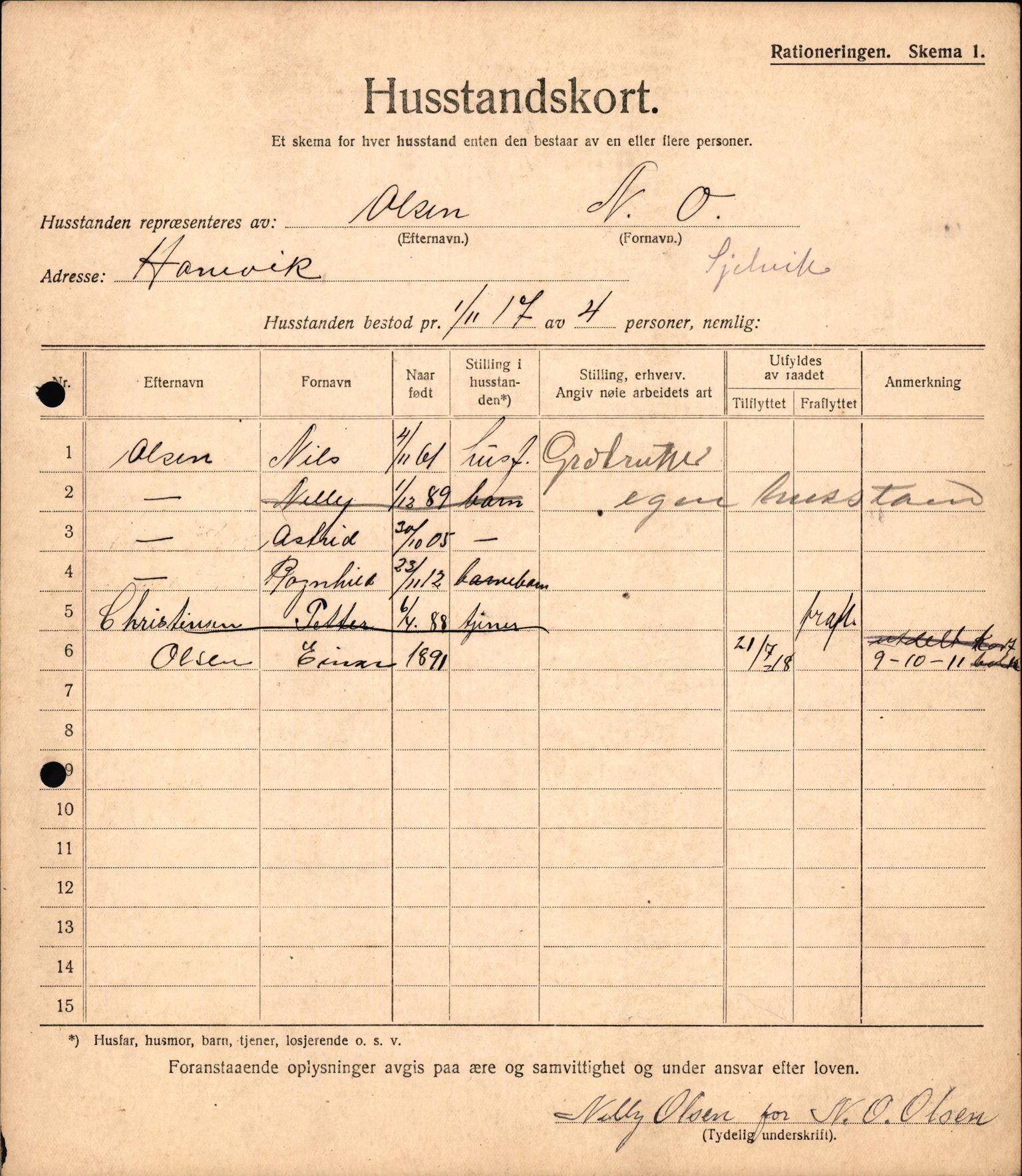 IKAH, Meland kommune, Provianteringsrådet, Husstander per 01.11.1917, 1917-1918, p. 12