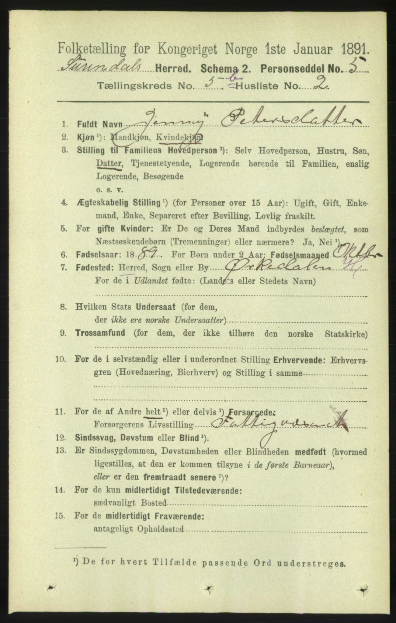 RA, 1891 census for 1566 Surnadal, 1891, p. 1501