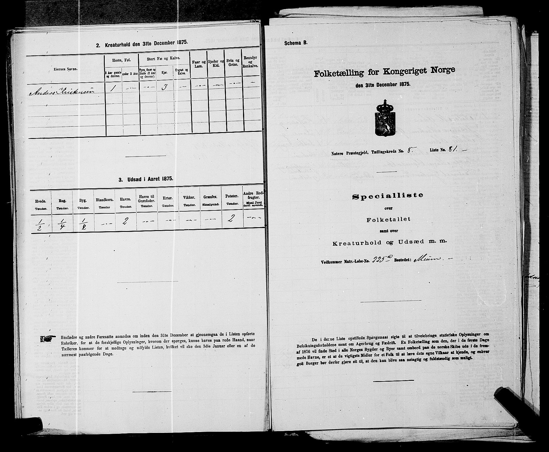 SAKO, 1875 census for 0722P Nøtterøy, 1875, p. 1705