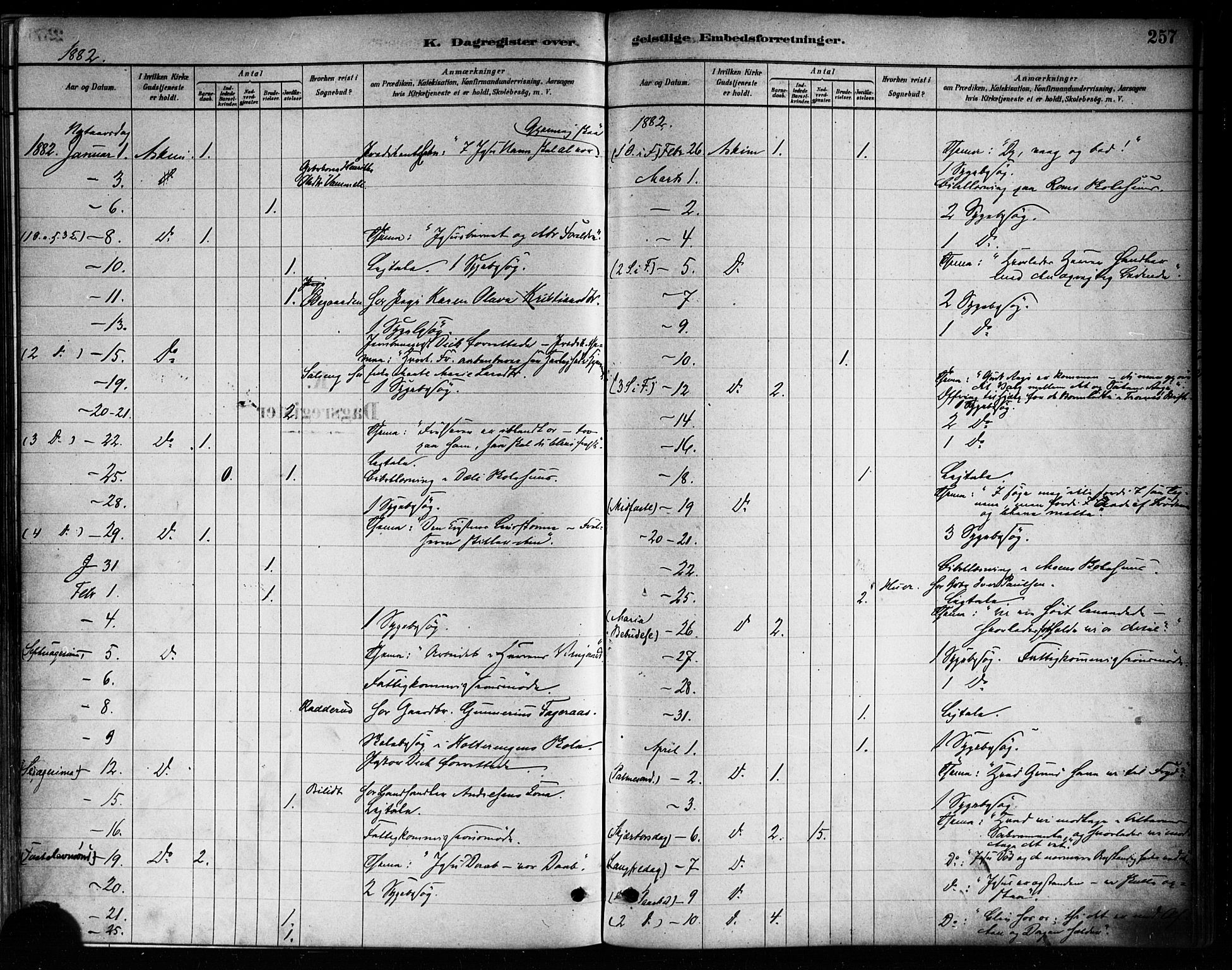 Askim prestekontor Kirkebøker, AV/SAO-A-10900/F/Fa/L0007: Parish register (official) no. 7, 1882-1897, p. 257