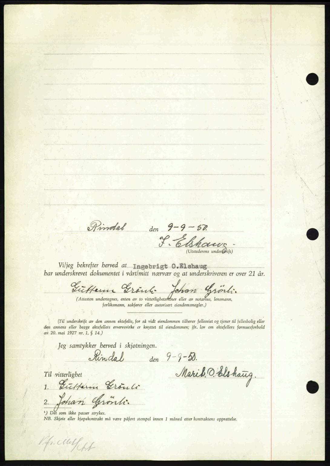 Nordmøre sorenskriveri, AV/SAT-A-4132/1/2/2Ca: Mortgage book no. A116, 1950-1950, Diary no: : 3007/1950