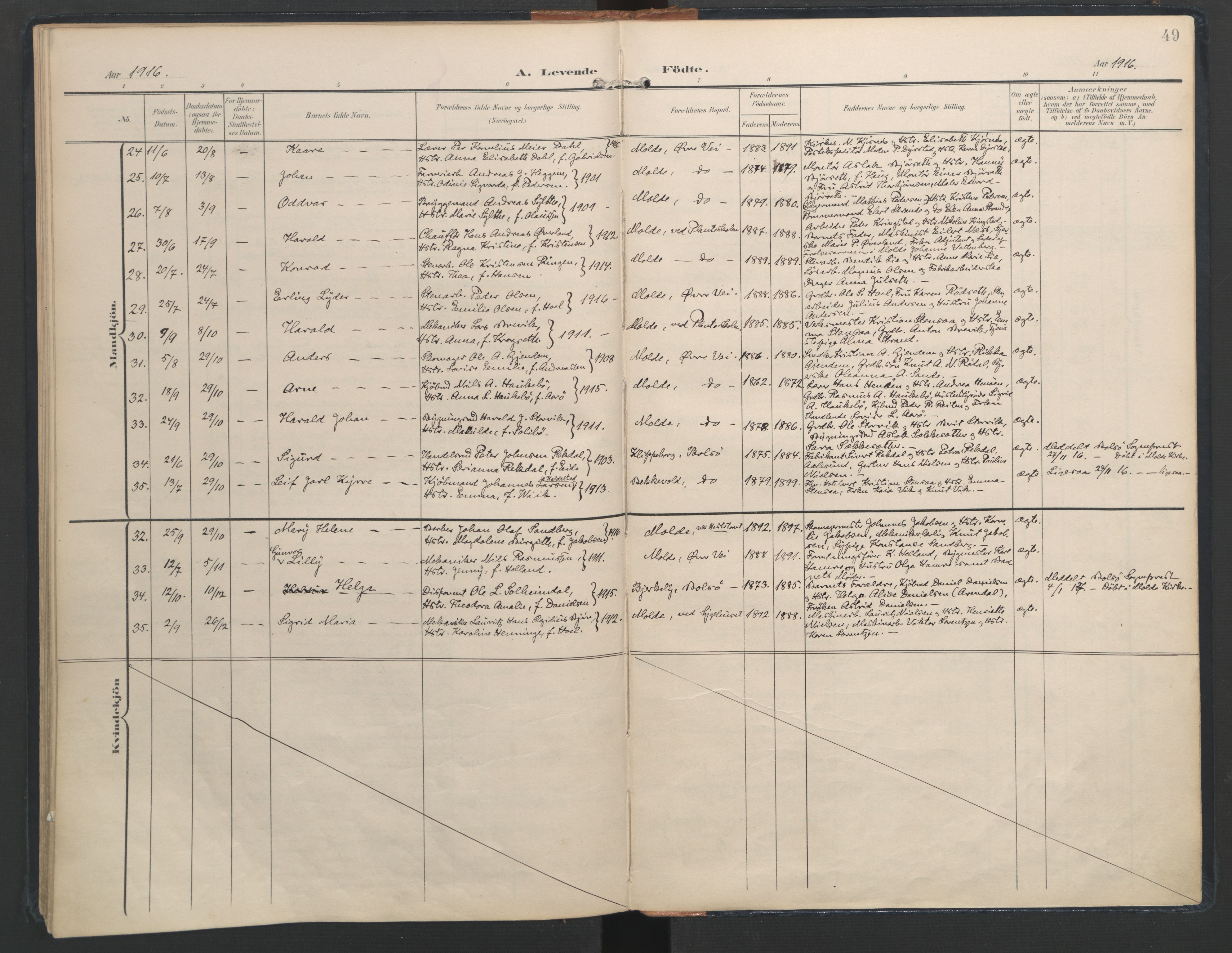 Ministerialprotokoller, klokkerbøker og fødselsregistre - Møre og Romsdal, AV/SAT-A-1454/558/L0693: Parish register (official) no. 558A07, 1903-1917, p. 49