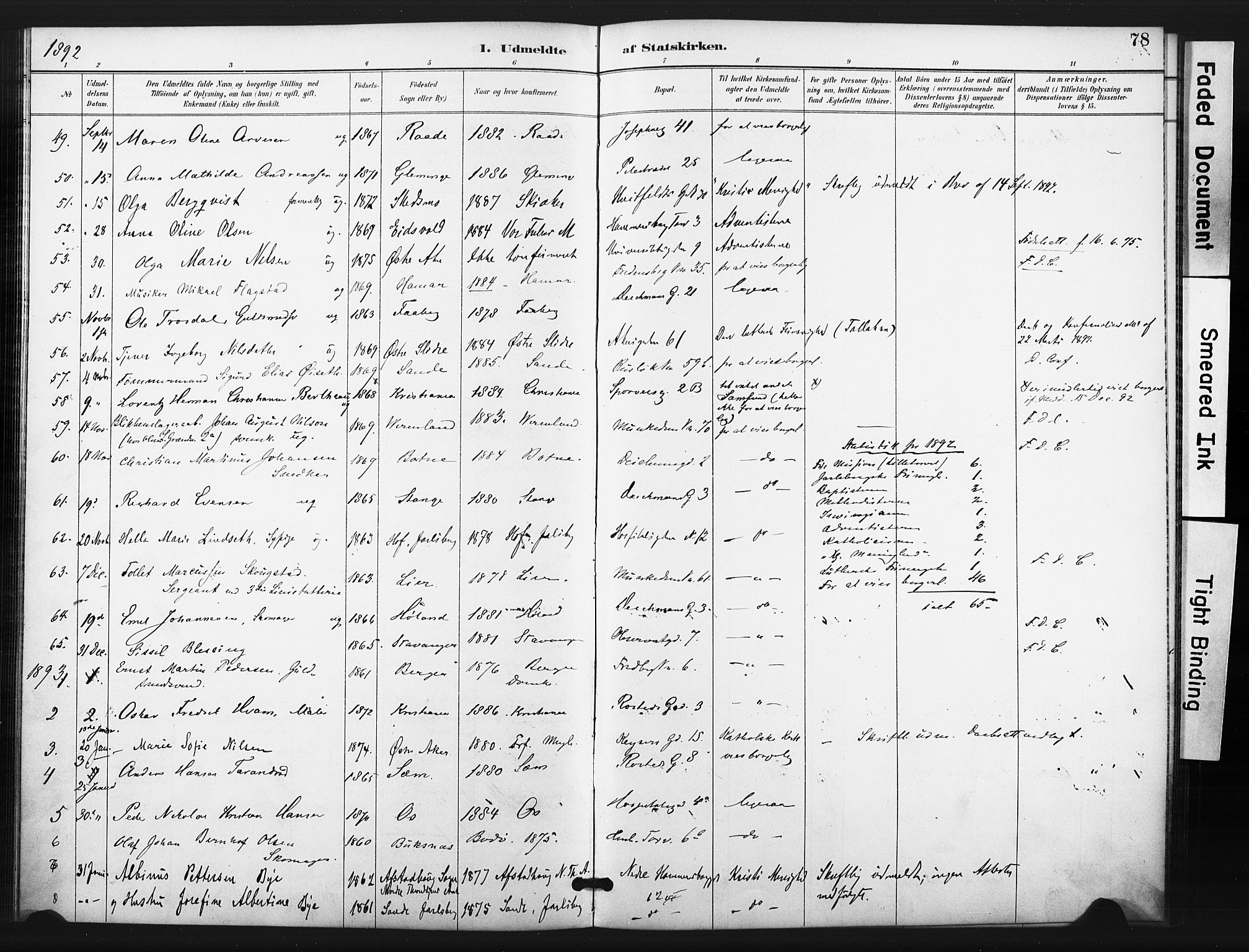 Trefoldighet prestekontor Kirkebøker, SAO/A-10882/F/Ff/L0002: Parish register (official) no. VI 2, 1891-1918, p. 78