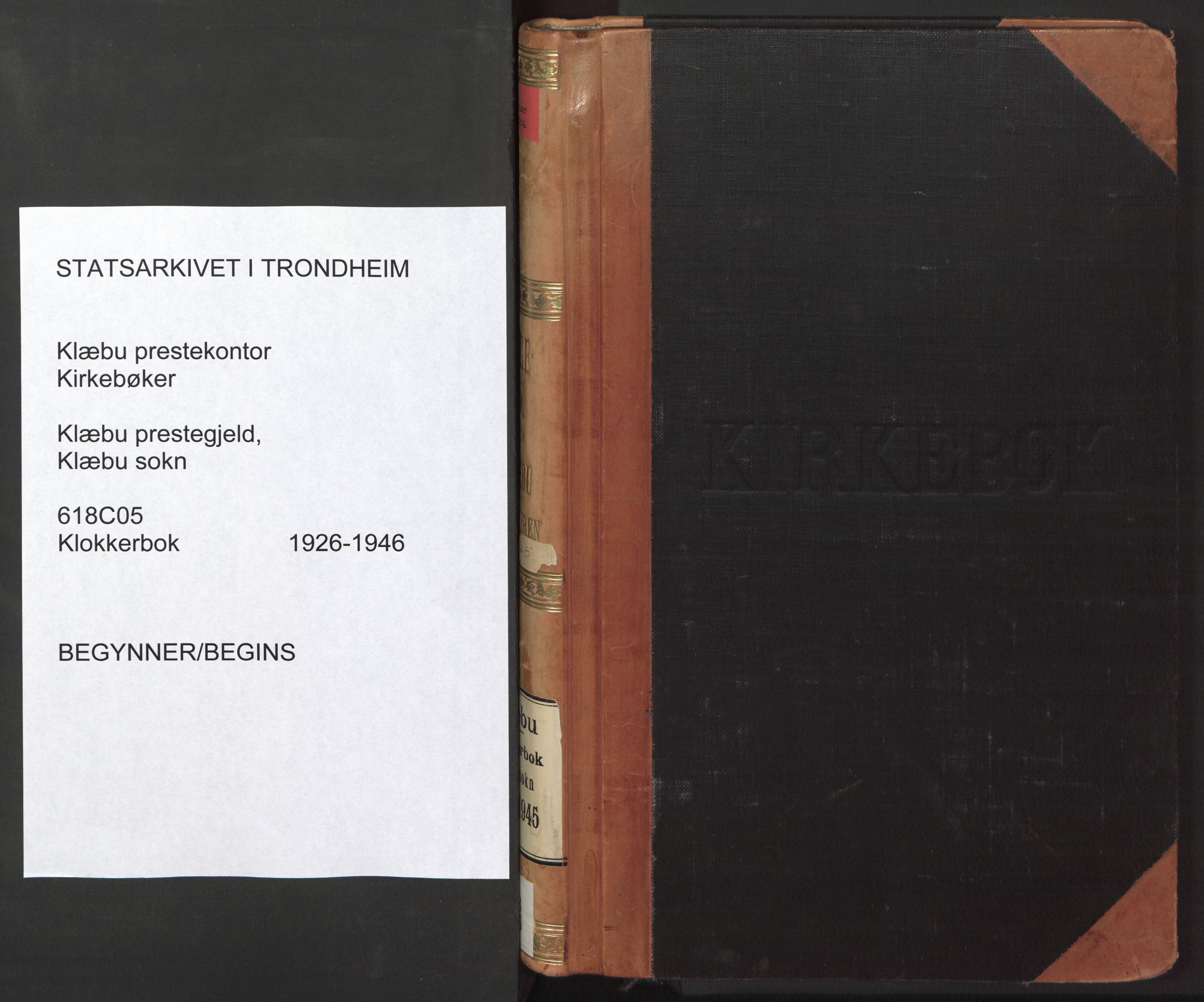Ministerialprotokoller, klokkerbøker og fødselsregistre - Sør-Trøndelag, SAT/A-1456/618/L0454: Parish register (copy) no. 618C05, 1926-1946