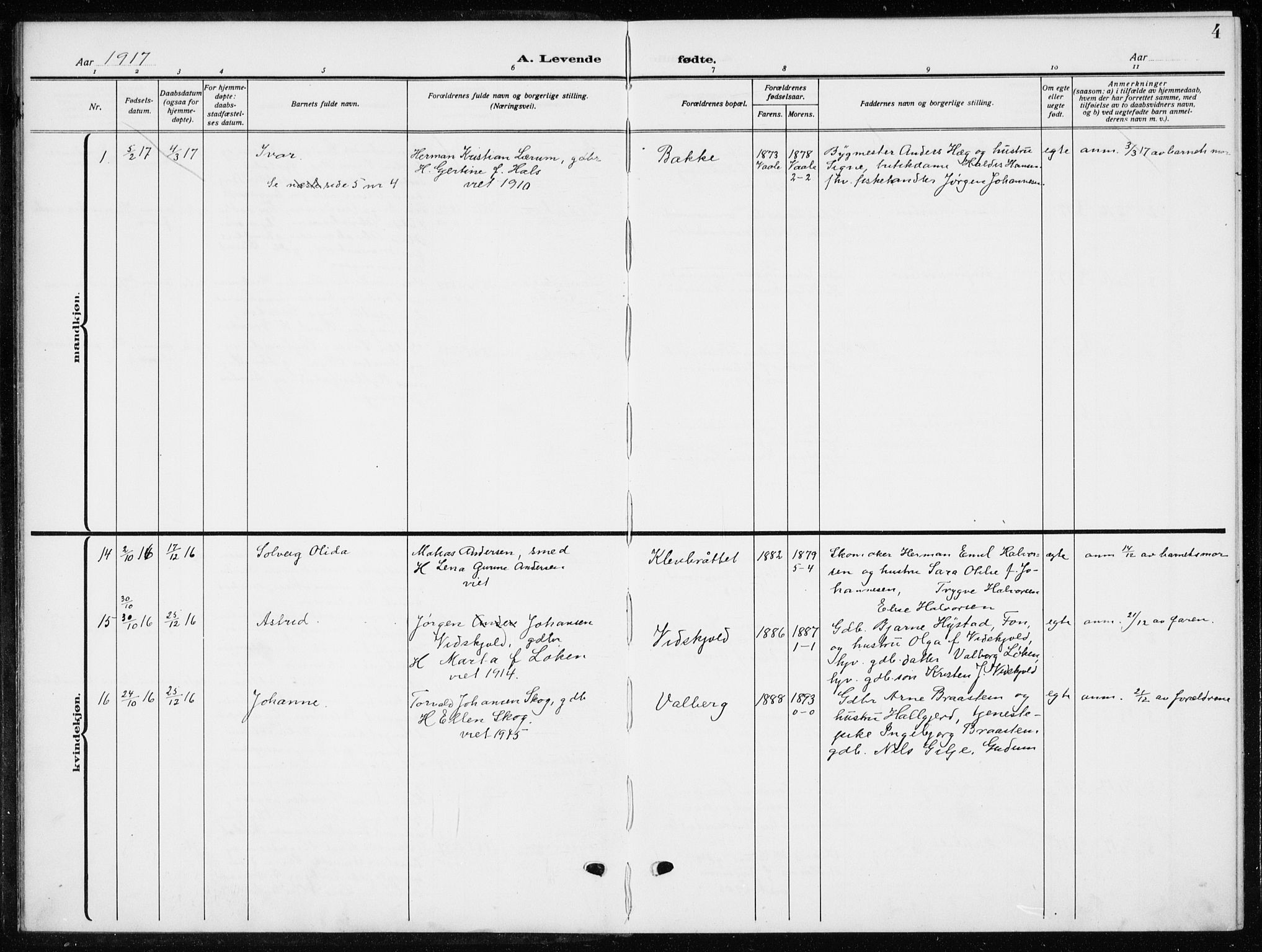 Botne kirkebøker, AV/SAKO-A-340/G/Ga/L0005: Parish register (copy) no. I 5, 1916-1934, p. 4