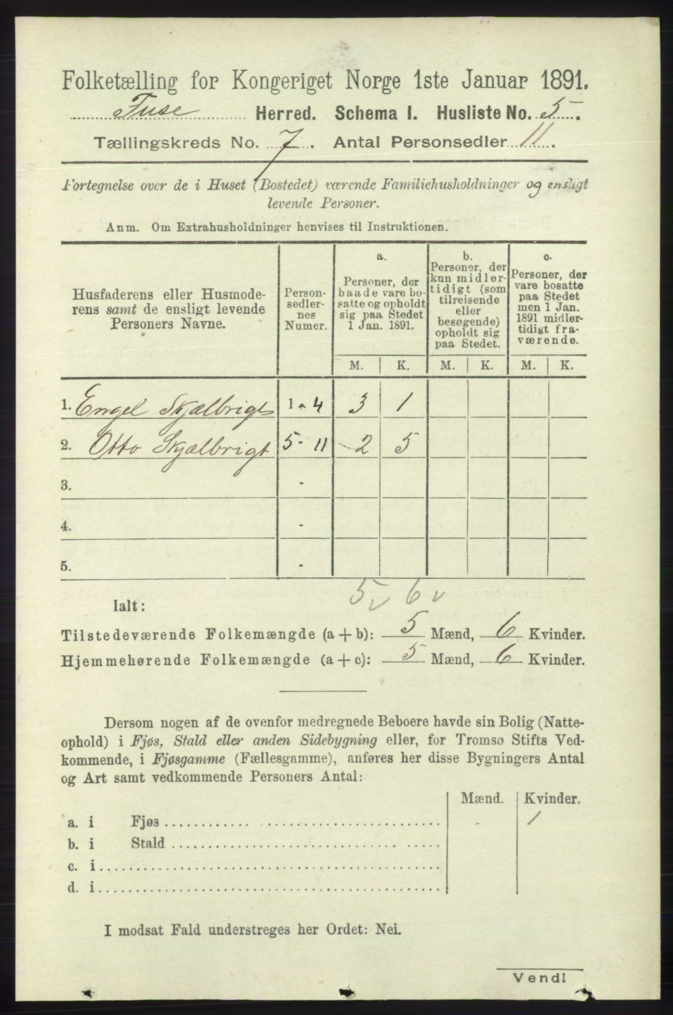 RA, 1891 census for 1241 Fusa, 1891, p. 1268