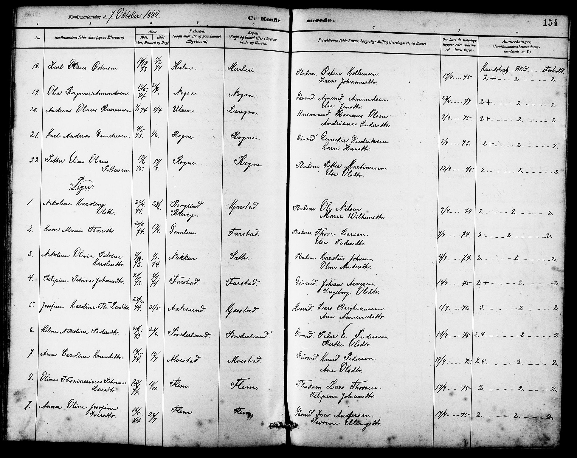 Ministerialprotokoller, klokkerbøker og fødselsregistre - Møre og Romsdal, SAT/A-1454/536/L0510: Parish register (copy) no. 536C05, 1881-1898, p. 154