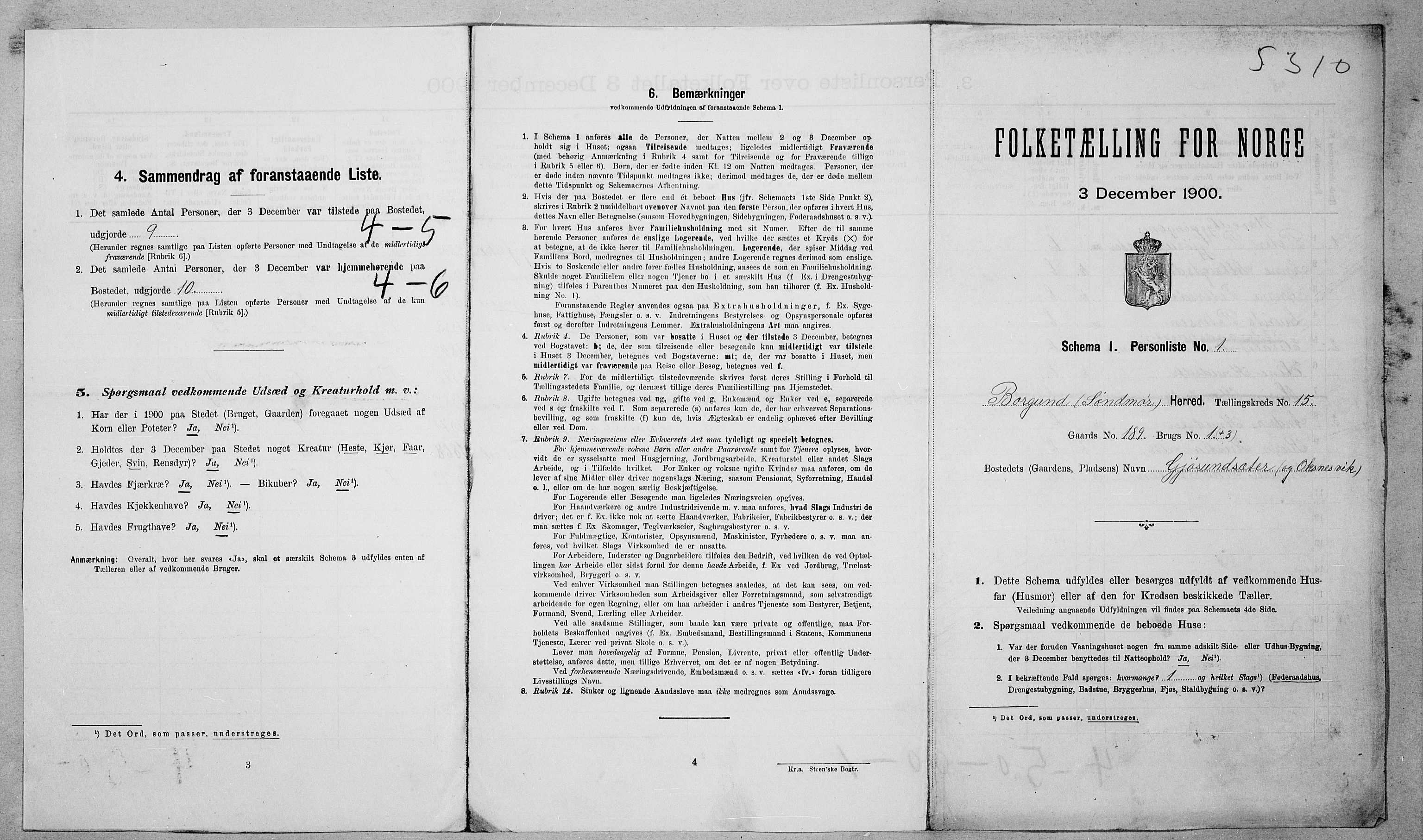 SAT, 1900 census for Borgund, 1900, p. 1582