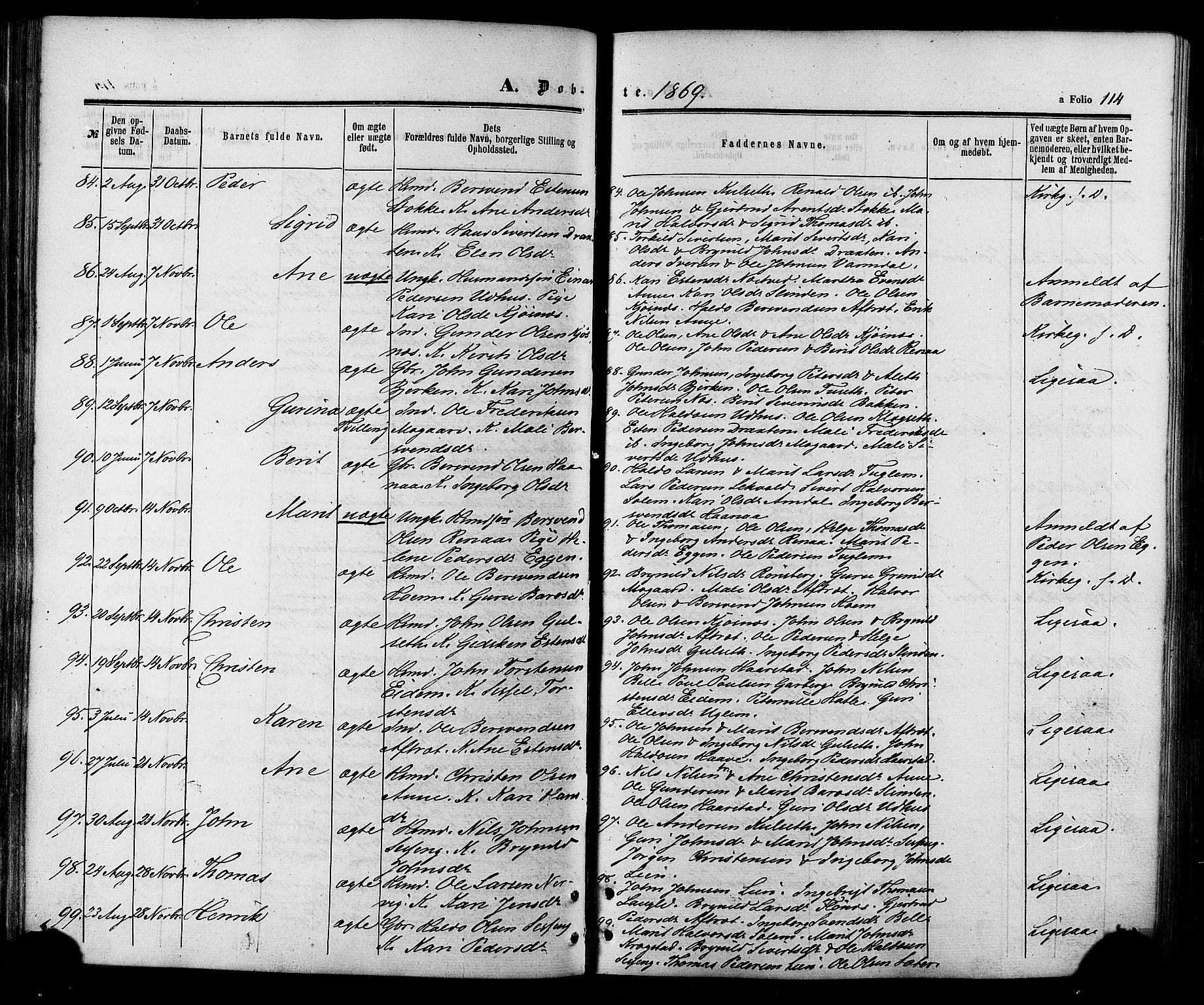 Ministerialprotokoller, klokkerbøker og fødselsregistre - Sør-Trøndelag, SAT/A-1456/695/L1147: Parish register (official) no. 695A07, 1860-1877, p. 114