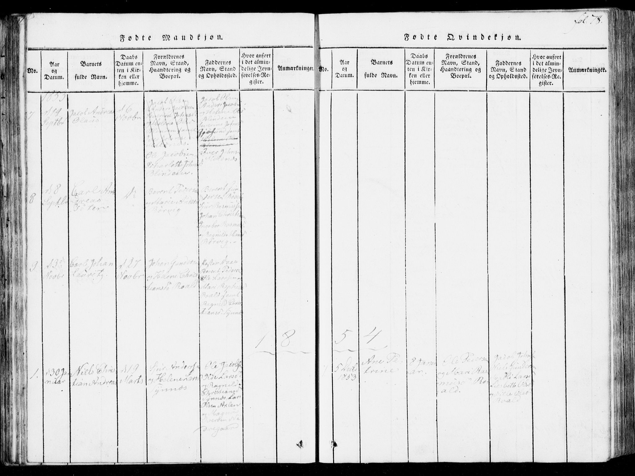 Ministerialprotokoller, klokkerbøker og fødselsregistre - Møre og Romsdal, AV/SAT-A-1454/537/L0517: Parish register (official) no. 537A01, 1818-1862, p. 78