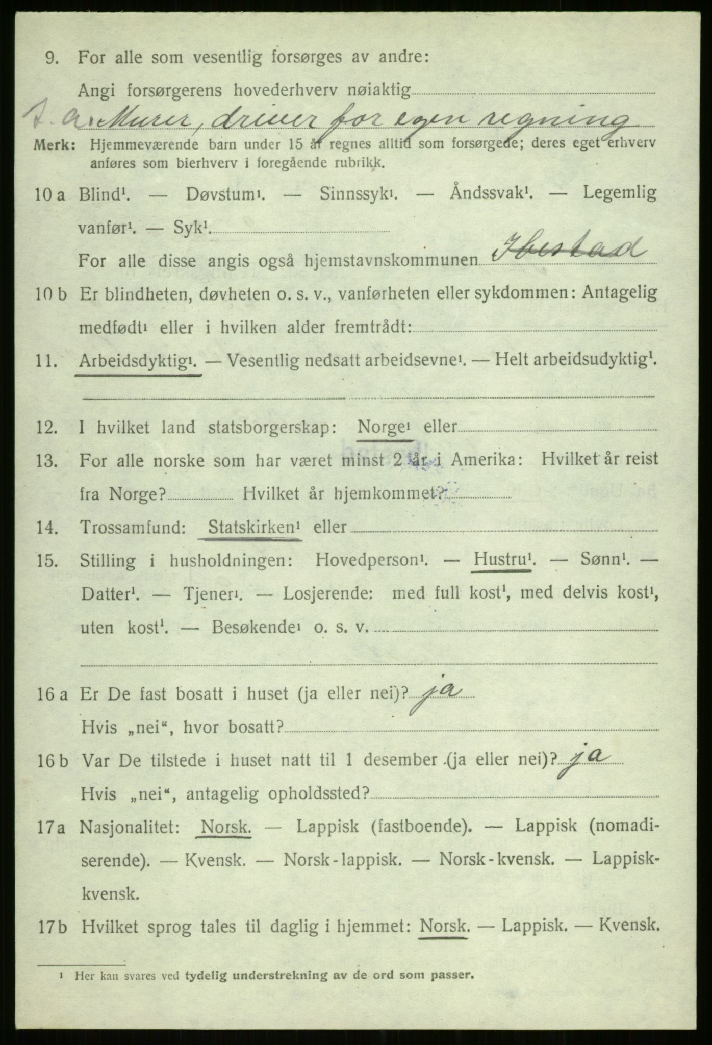 SATØ, 1920 census for Ibestad, 1920, p. 5419