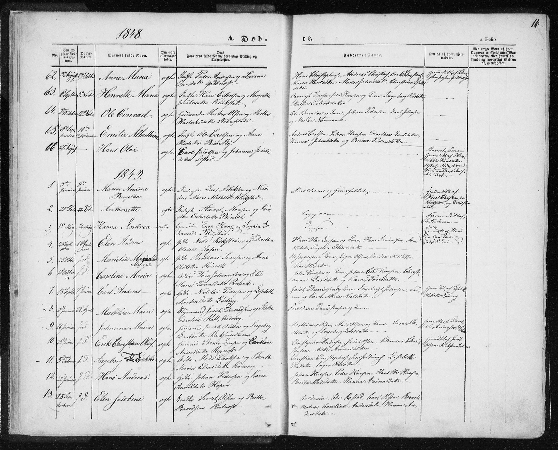 Ministerialprotokoller, klokkerbøker og fødselsregistre - Nordland, SAT/A-1459/801/L0007: Parish register (official) no. 801A07, 1845-1863, p. 16