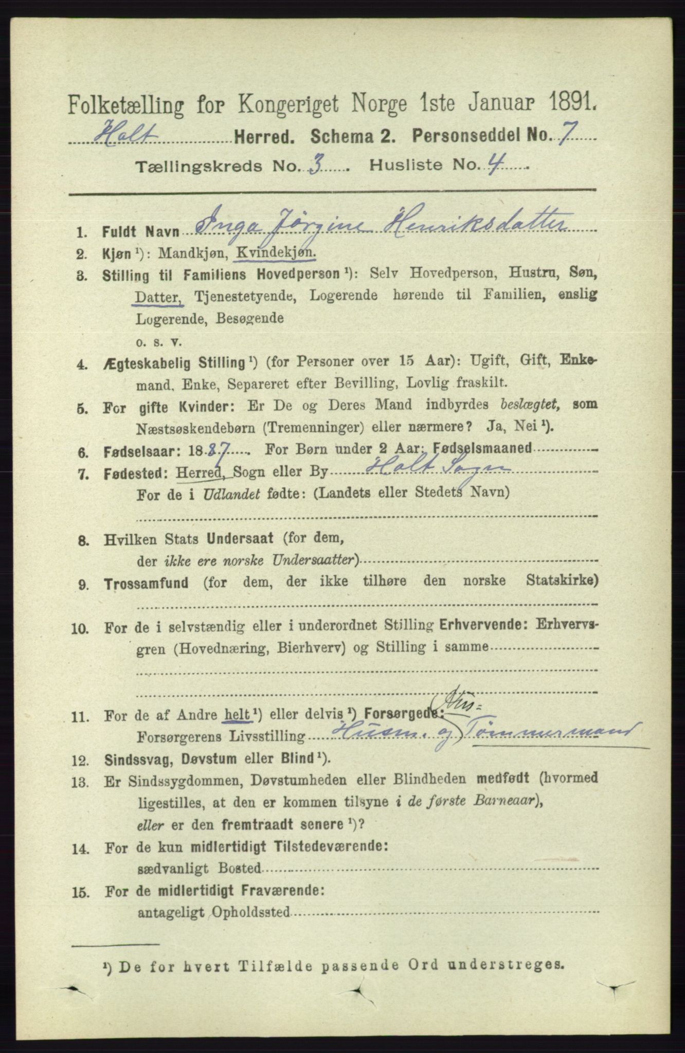 RA, 1891 census for 0914 Holt, 1891, p. 1063