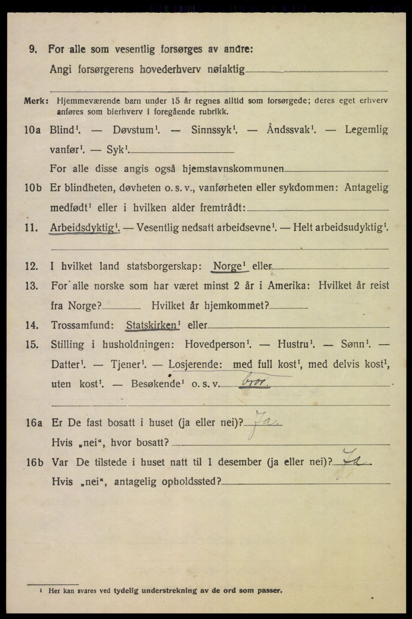 SAK, 1920 census for Lyngdal, 1920, p. 3938