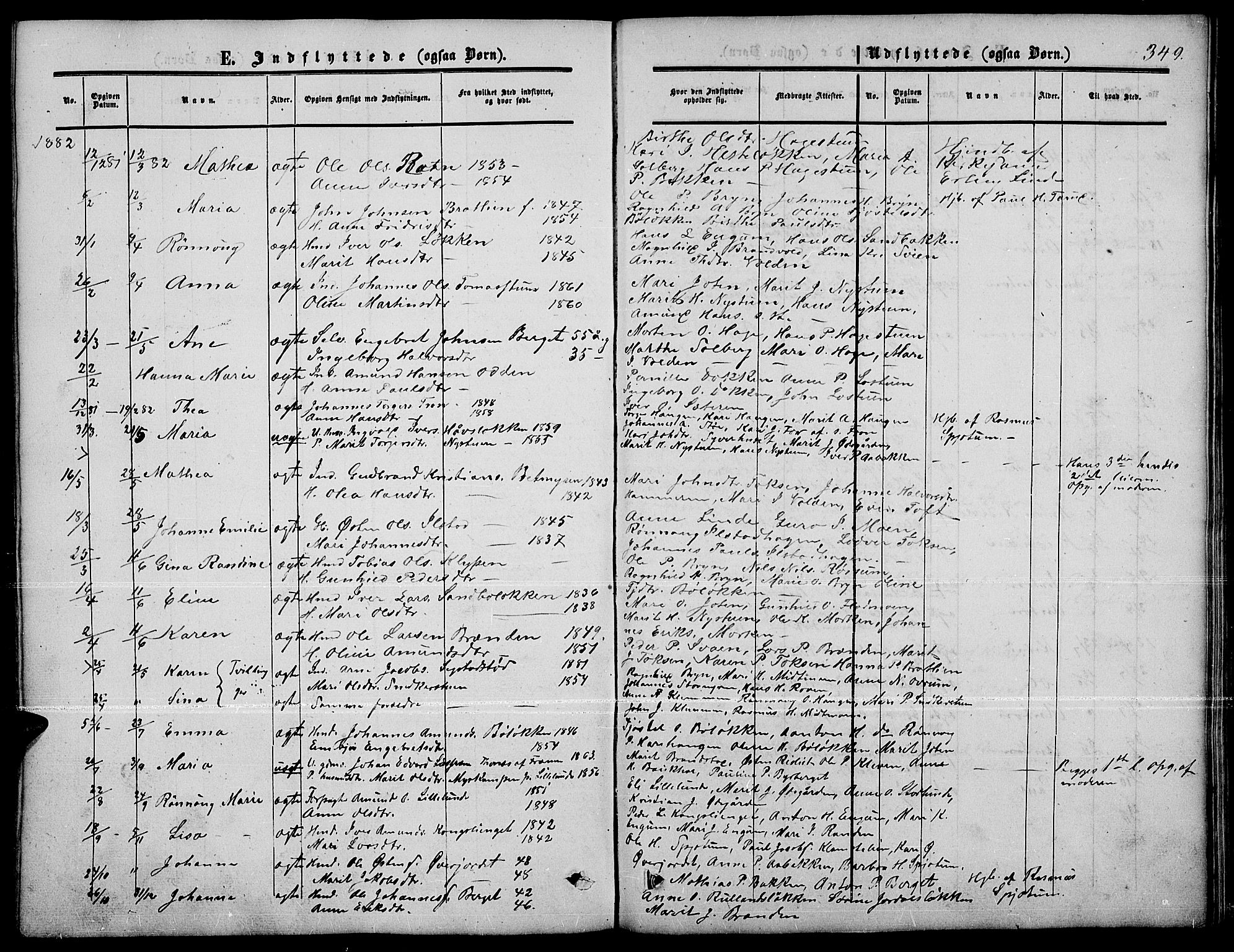 Nord-Fron prestekontor, AV/SAH-PREST-080/H/Ha/Hab/L0001: Parish register (copy) no. 1, 1851-1883, p. 349