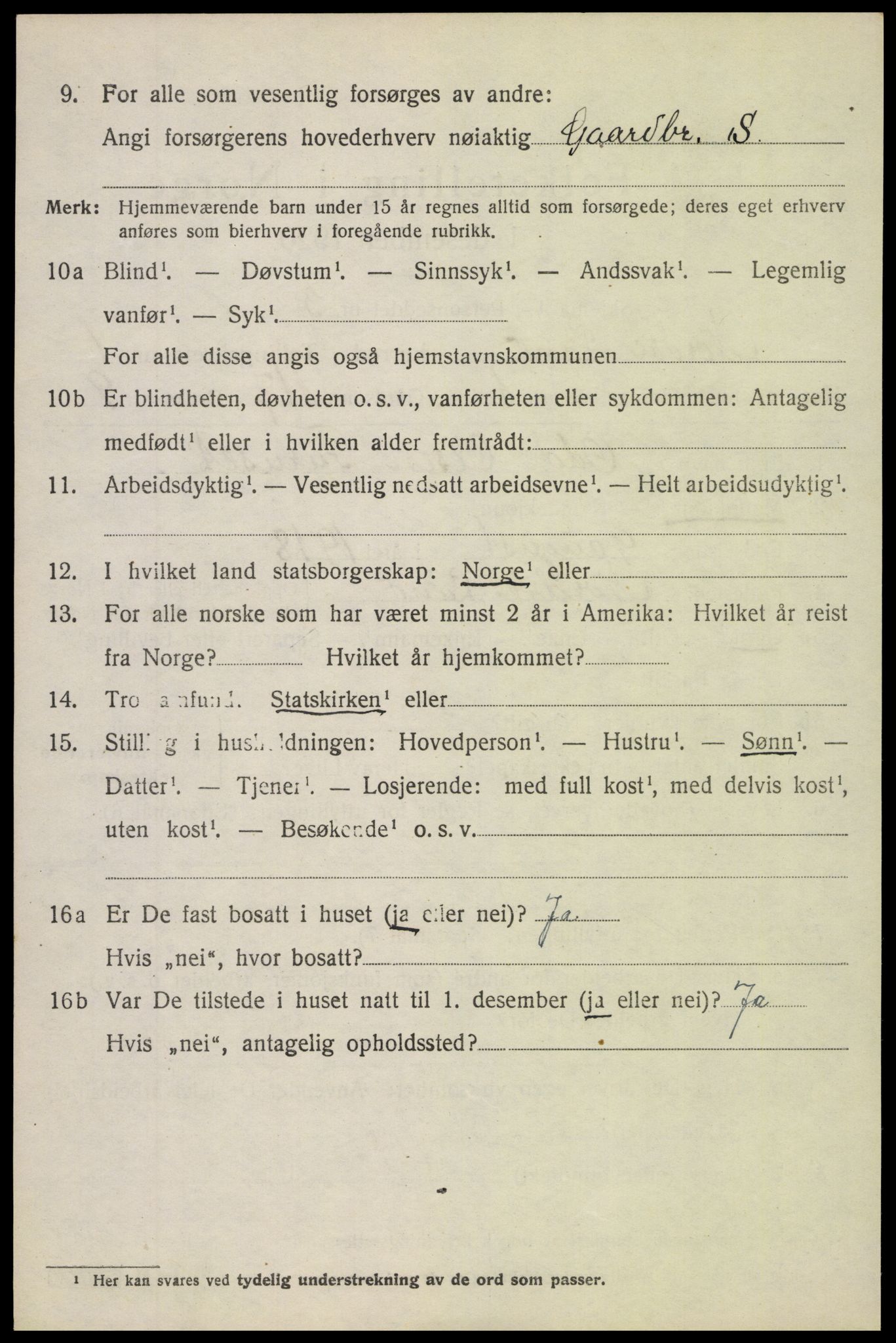 SAH, 1920 census for Nordre Land, 1920, p. 1123