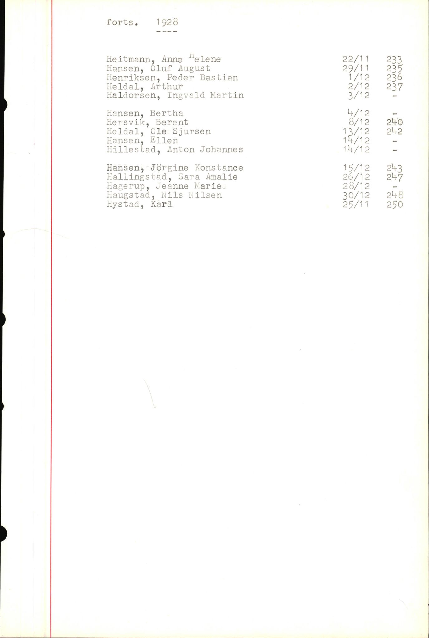 Byfogd og Byskriver i Bergen, SAB/A-3401/06/06Nb/L0004: Register til dødsfalljournaler, 1928-1941, p. 134