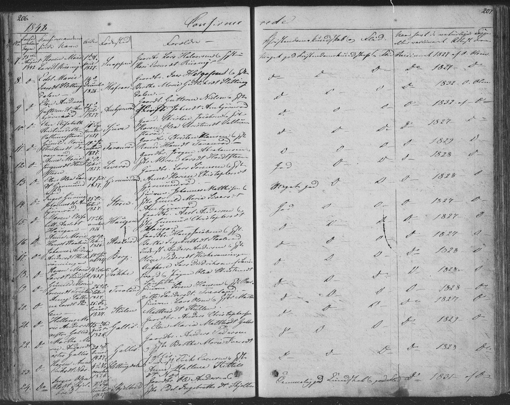 Andebu kirkebøker, SAKO/A-336/F/Fa/L0004: Parish register (official) no. 4, 1829-1856, p. 206-207