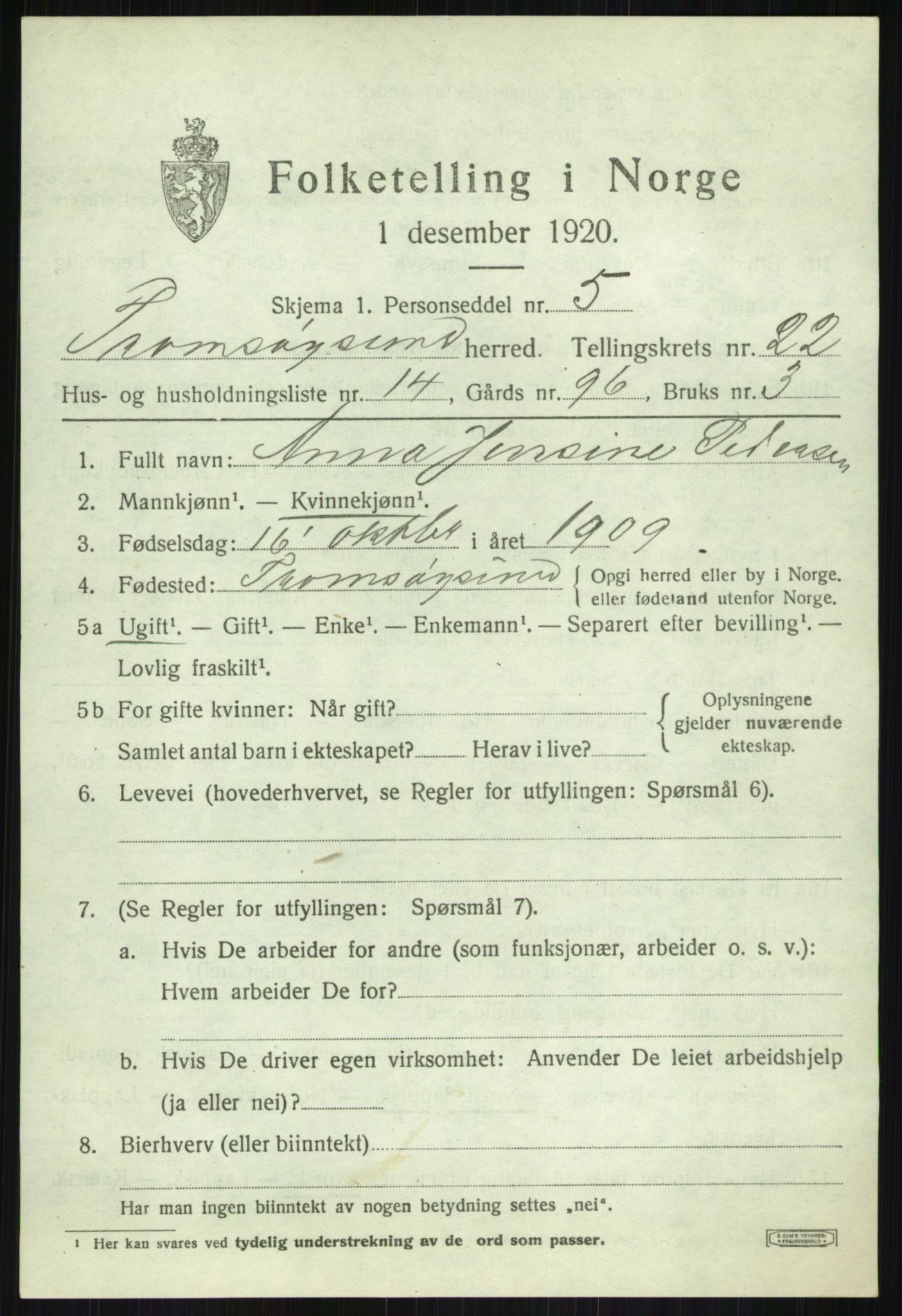 SATØ, 1920 census for Tromsøysund, 1920, p. 11470