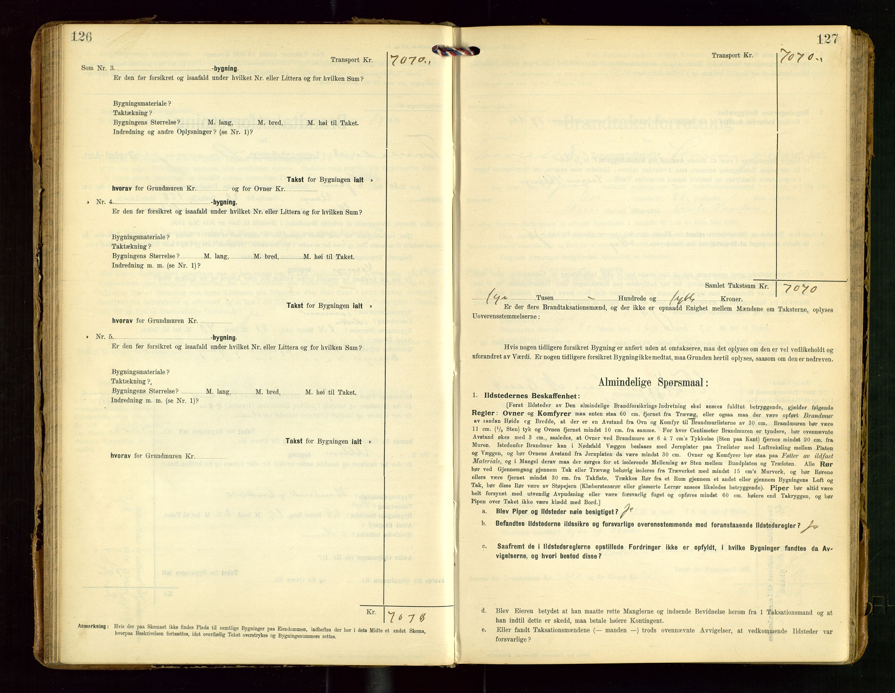 Torvestad lensmannskontor, AV/SAST-A-100307/1/Gob/L0004: "Brandtaxationsprotokol for Torvestad Lensmannsdistrikt", 1909-1923, p. 126-127