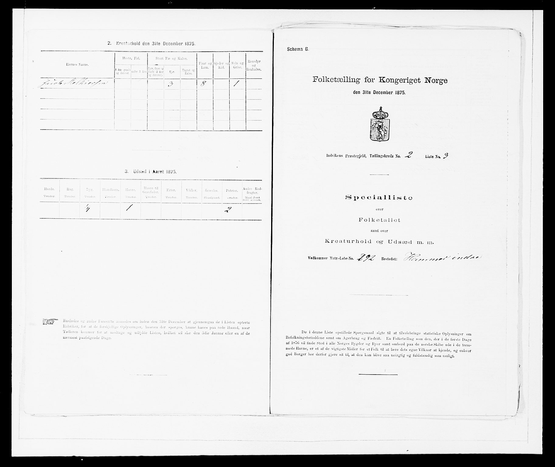 SAB, 1875 Census for 1447P Innvik, 1875, p. 171