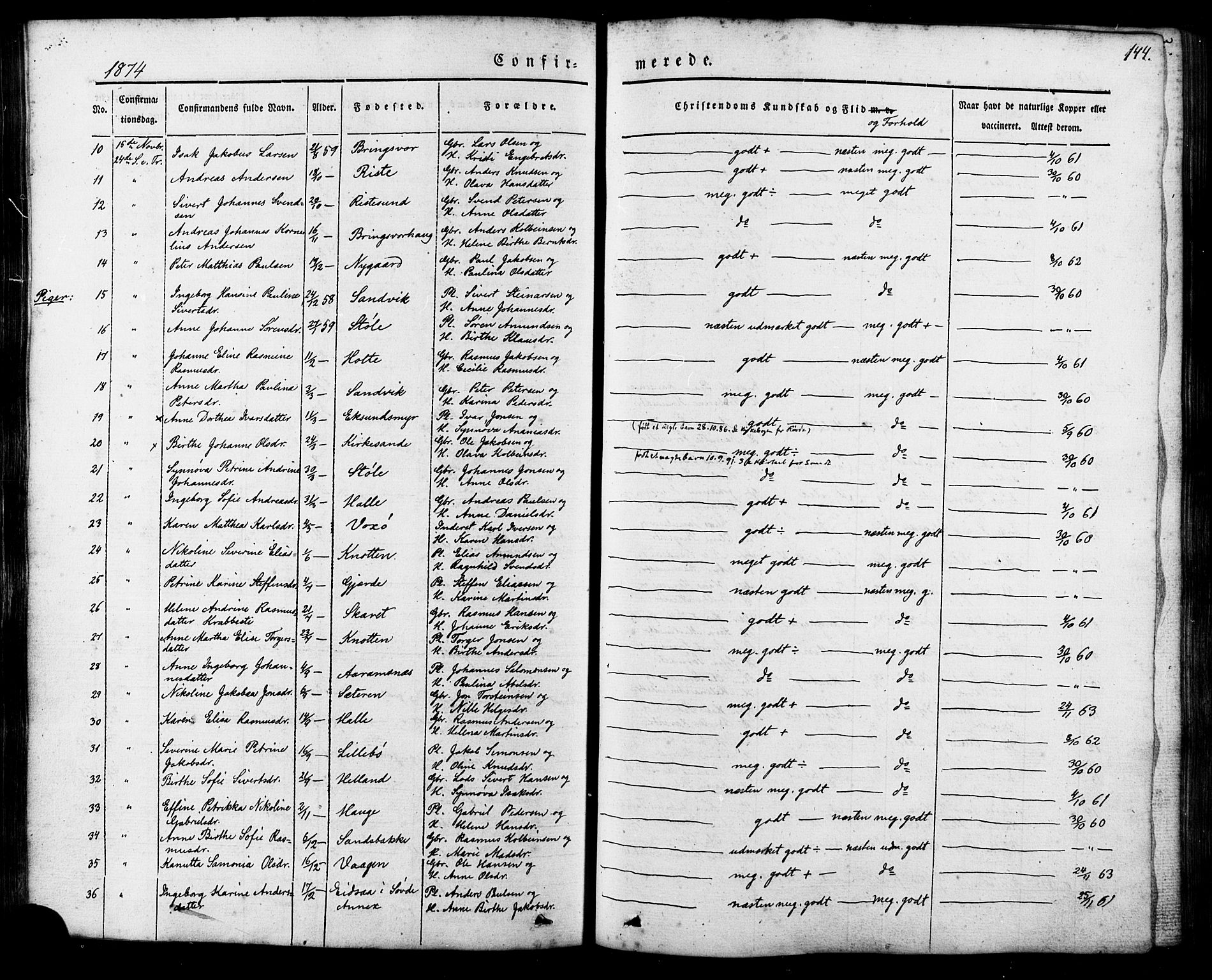 Ministerialprotokoller, klokkerbøker og fødselsregistre - Møre og Romsdal, AV/SAT-A-1454/503/L0034: Parish register (official) no. 503A02, 1841-1884, p. 144