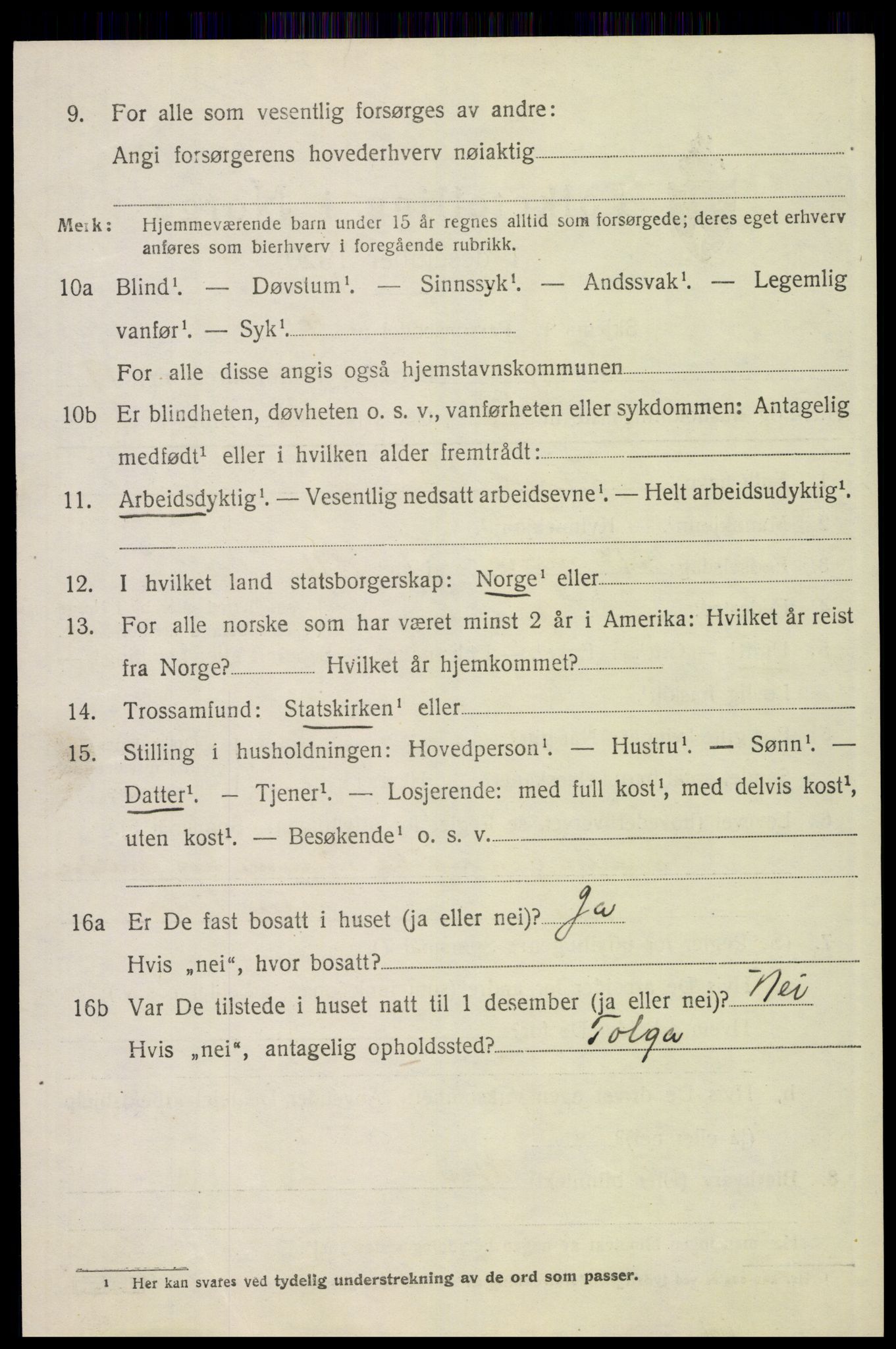 SAH, 1920 census for Tolga, 1920, p. 8872