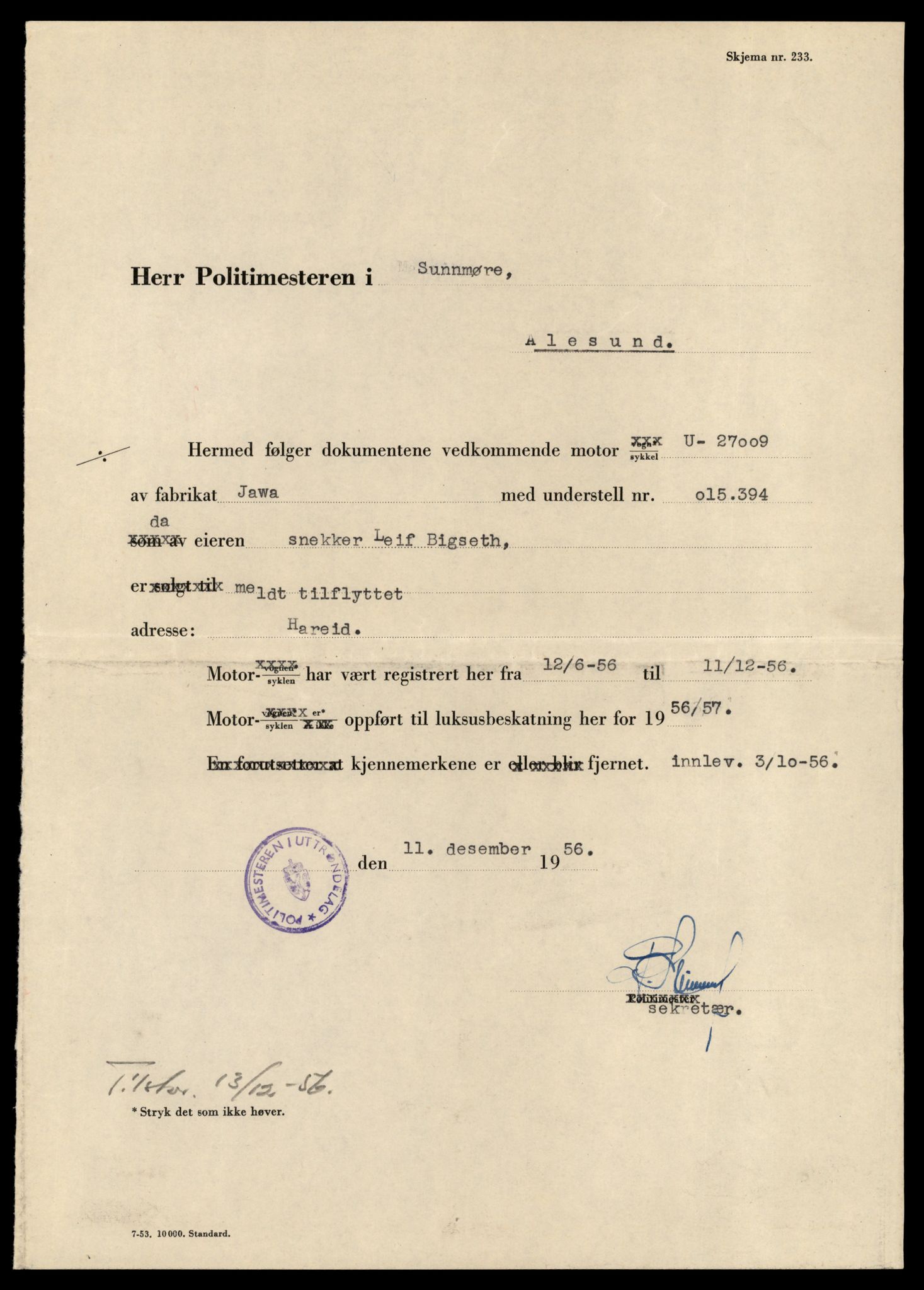 Møre og Romsdal vegkontor - Ålesund trafikkstasjon, AV/SAT-A-4099/F/Fe/L0040: Registreringskort for kjøretøy T 13531 - T 13709, 1927-1998, p. 963
