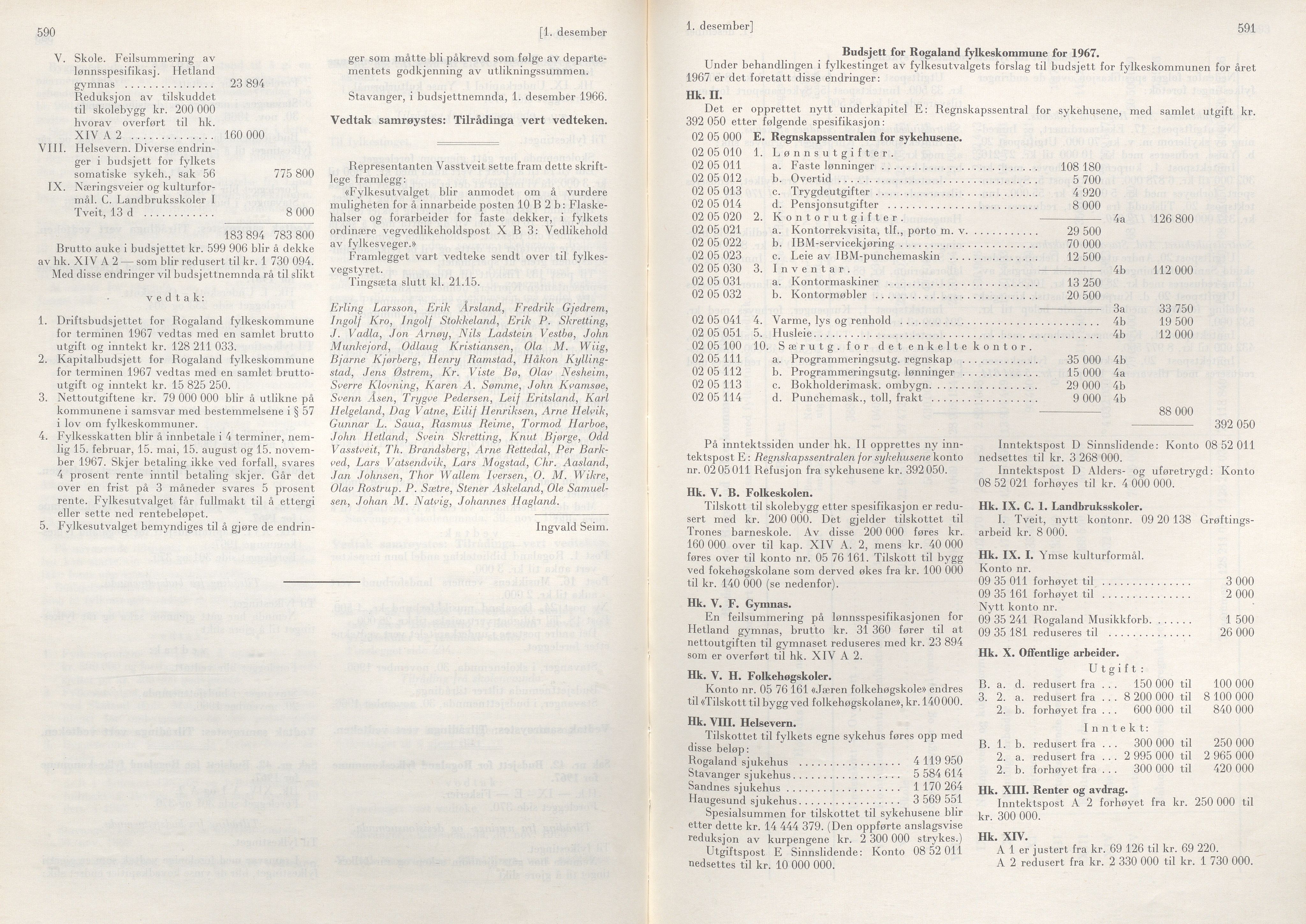 Rogaland fylkeskommune - Fylkesrådmannen , IKAR/A-900/A/Aa/Aaa/L0086: Møtebok , 1966, p. 590-591