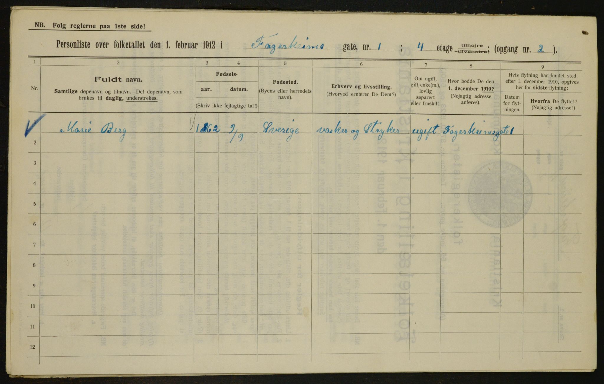 OBA, Municipal Census 1912 for Kristiania, 1912, p. 23042