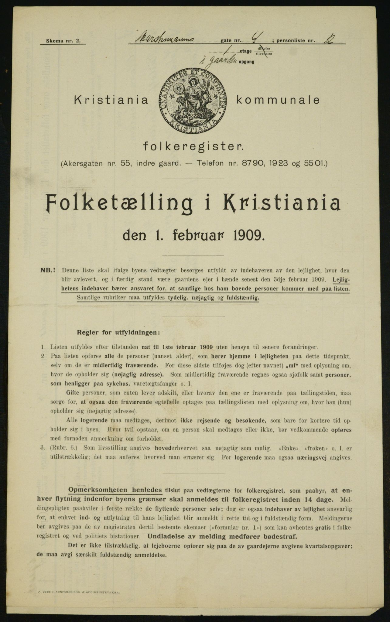 OBA, Municipal Census 1909 for Kristiania, 1909, p. 58834