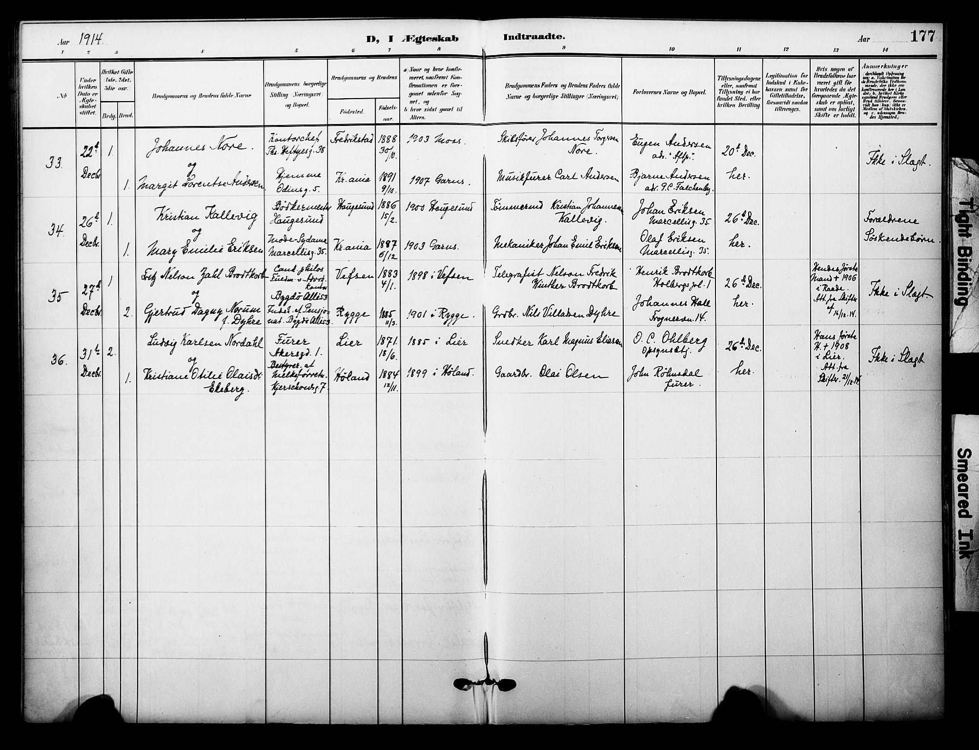Garnisonsmenigheten Kirkebøker, AV/SAO-A-10846/F/Fa/L0014: Parish register (official) no. 14, 1905-1914, p. 177