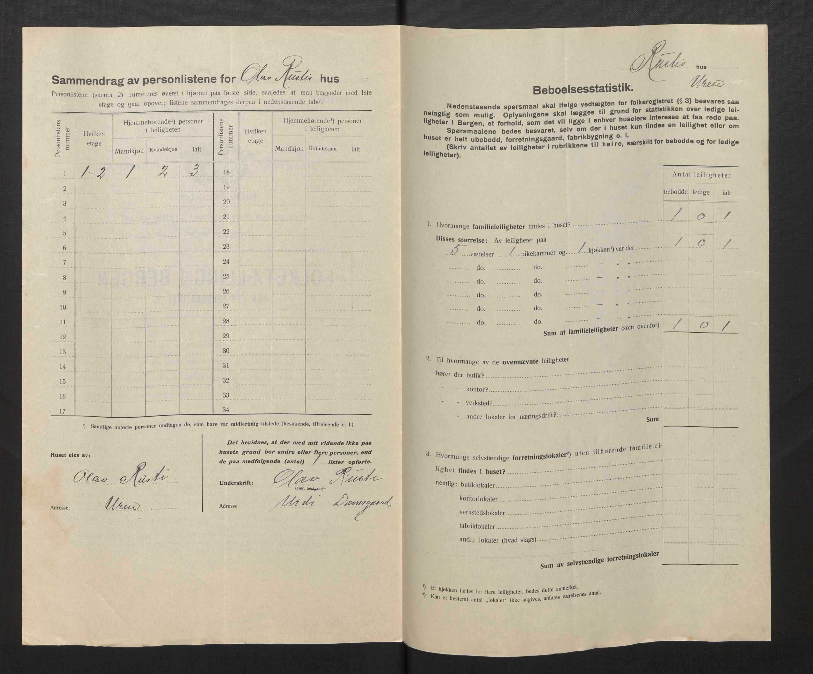 SAB, Municipal Census 1917 for Bergen, 1917, p. 46686