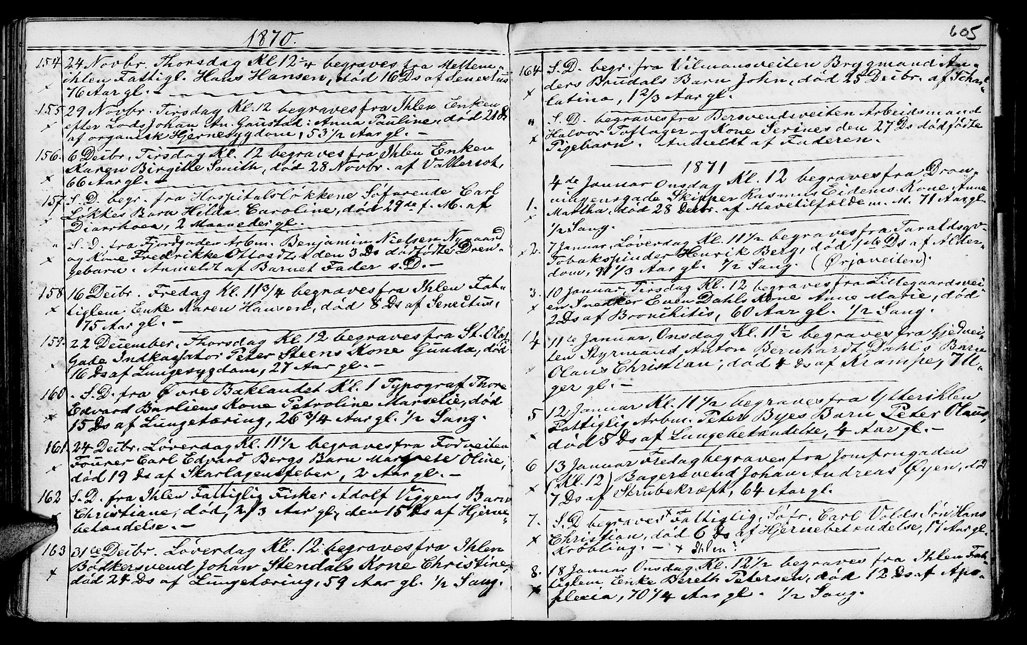 Ministerialprotokoller, klokkerbøker og fødselsregistre - Sør-Trøndelag, SAT/A-1456/602/L0140: Parish register (copy) no. 602C08, 1864-1872, p. 604-605