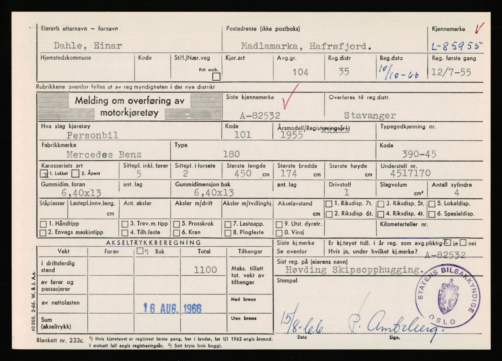 Stavanger trafikkstasjon, AV/SAST-A-101942/0/F/L0073: L-84100 - L-86499, 1930-1971, p. 1925